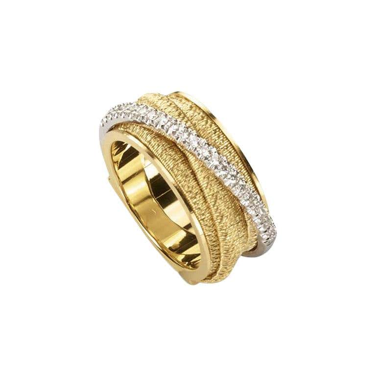 Marco Bicego Cairo 18 Karat Gold and Diamond Five Strand Woven Ring ...