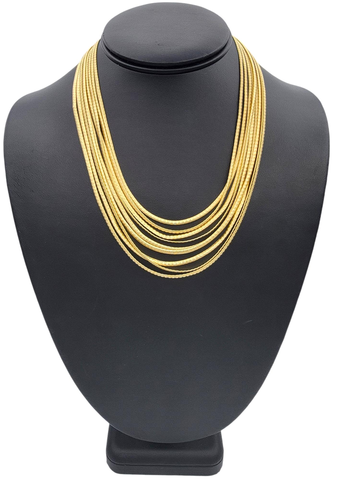 Marco Bicego Cairo 9-Strand Serpentine Chain Necklace in 18 Karat Yellow Gold 7