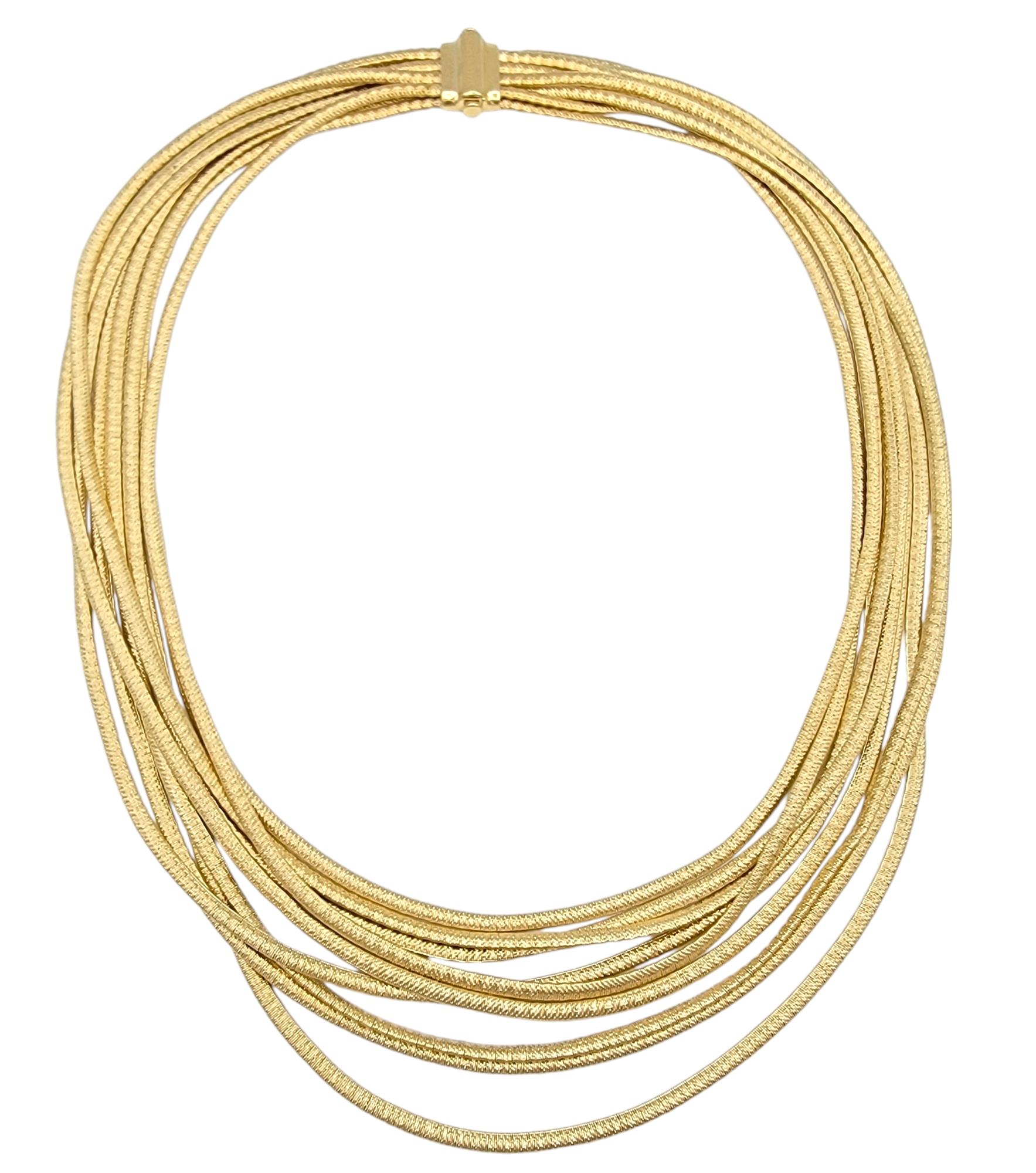 Contemporary Marco Bicego Cairo 9-Strand Serpentine Chain Necklace in 18 Karat Yellow Gold