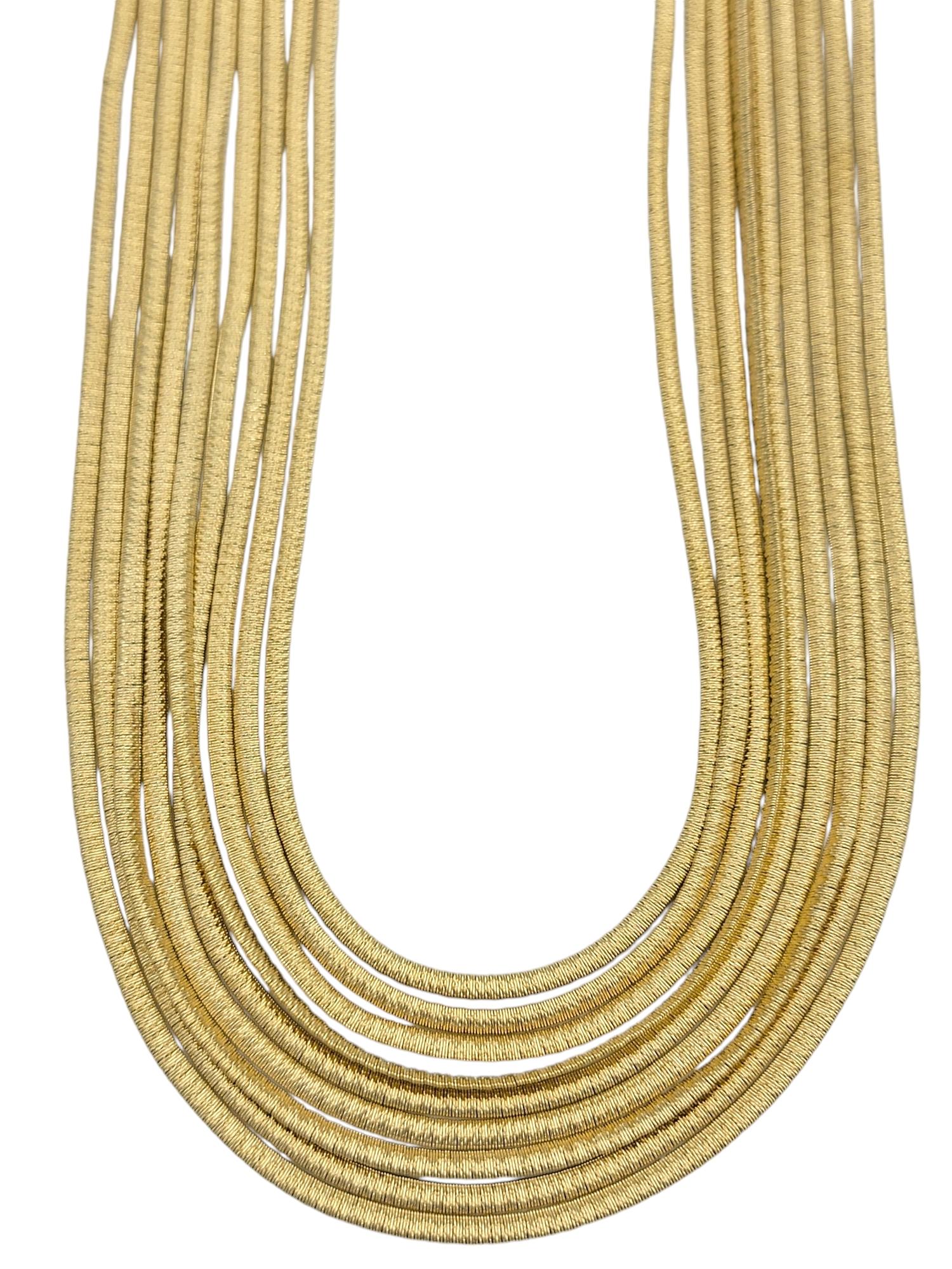 Marco Bicego Cairo 9-Strand Serpentine Chain Necklace in 18 Karat Yellow Gold In Good Condition In Scottsdale, AZ