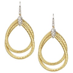 Marco Bicego Cairo Gold and Diamond Small Drop Woven Earrings OG325B