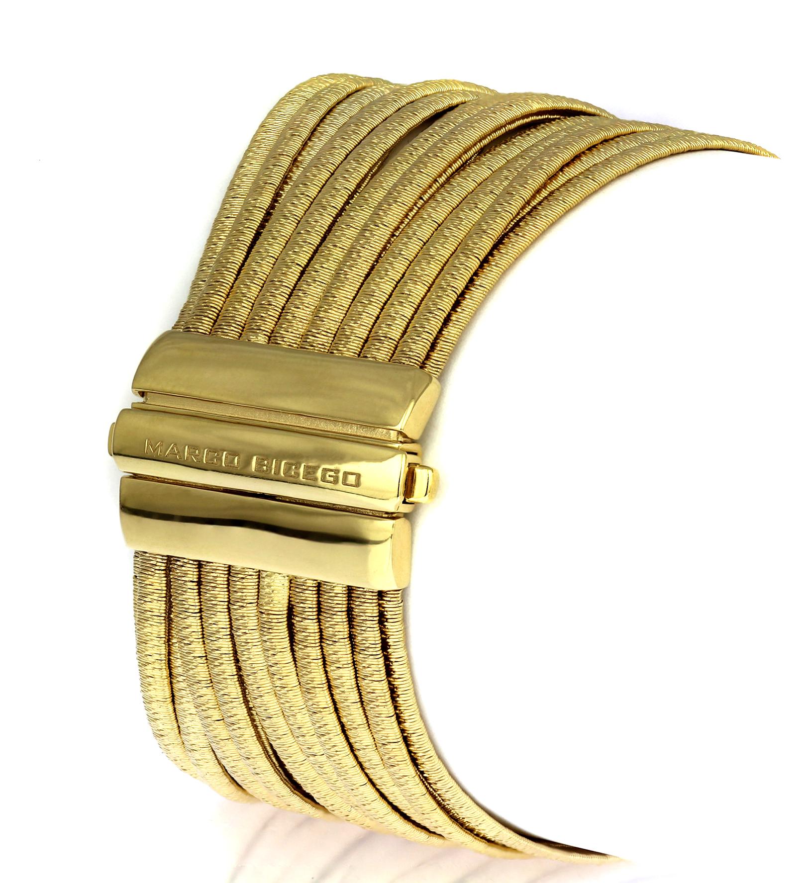 Modern Marco Bicego, Cairo 17 Seventeen Strand/Row 18 Carat Yellow Gold Woven Bracelet