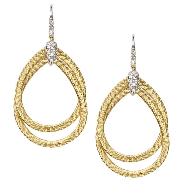 Marco Bicego Cairo Gold and Diamond Small Drop Woven Earrings OG325 B YW M5