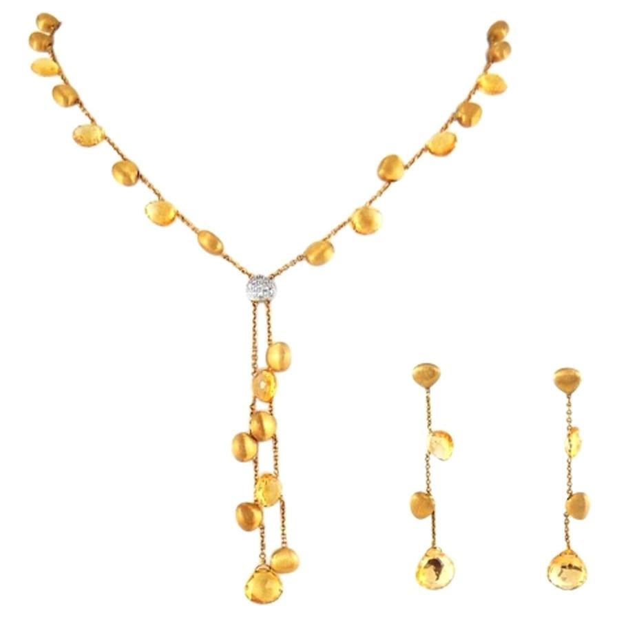 Marco Bicego Citrine 18 Karat Gold Necklace Earrings Set