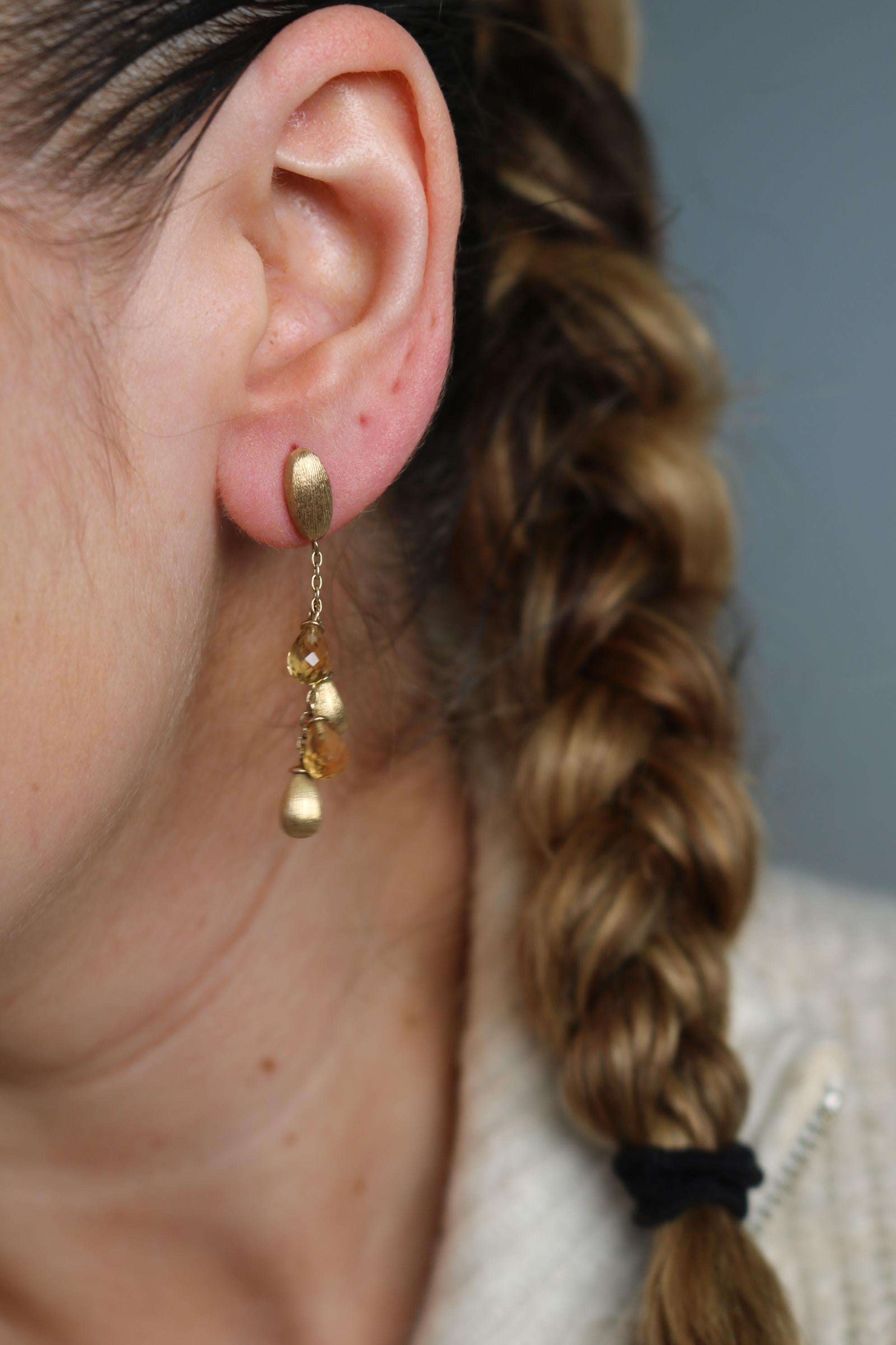 Marco Bicego Orecchini a filo singolo in oro giallo 14k con citrino Siviglia in vendita 4