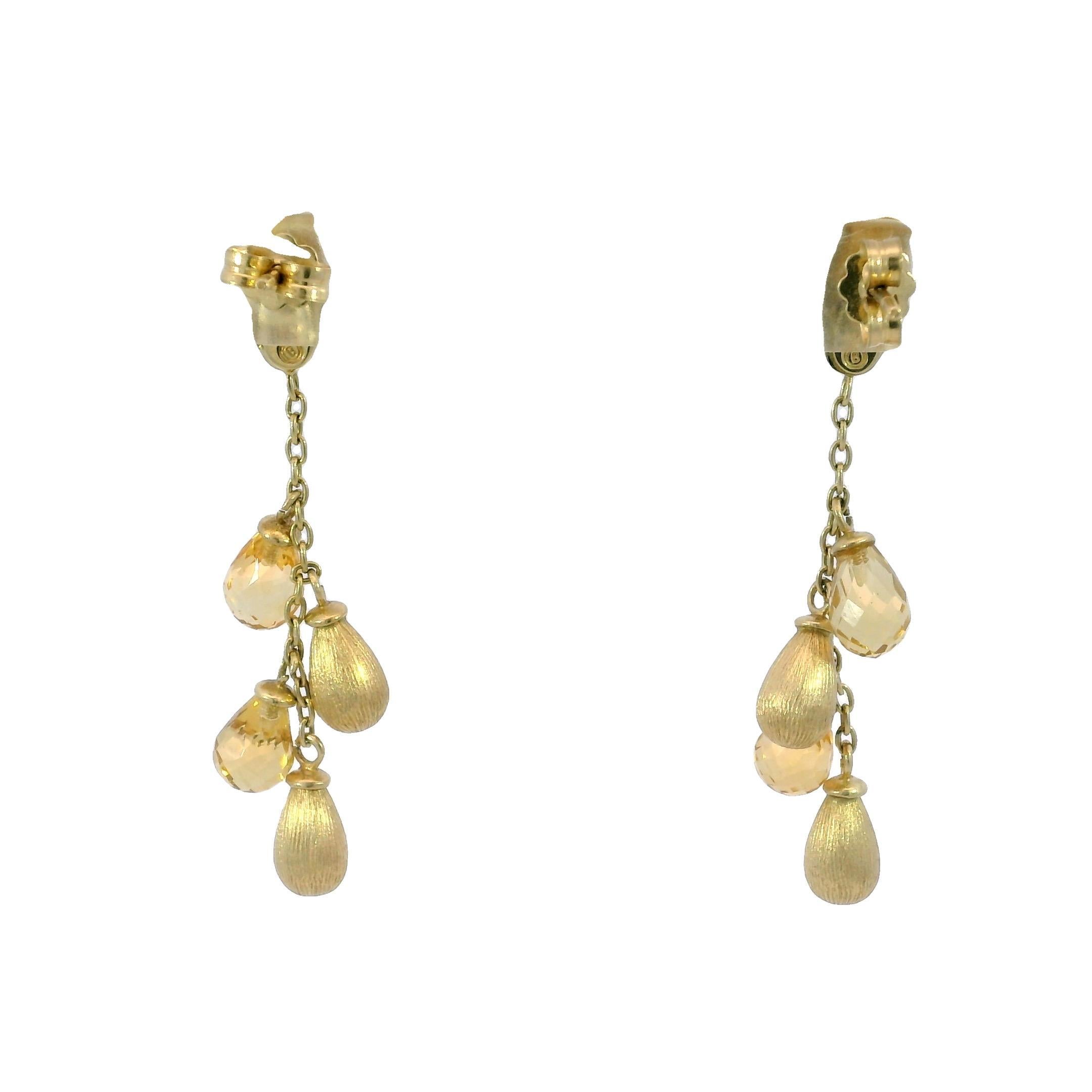 Taglio briolette Marco Bicego Orecchini a filo singolo in oro giallo 14k con citrino Siviglia in vendita