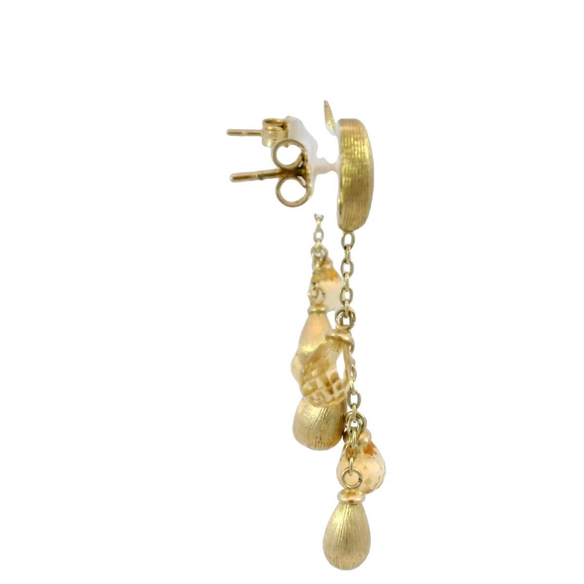 Marco Bicego Orecchini a filo singolo in oro giallo 14k con citrino Siviglia In condizioni buone in vendita a Fairfield, CT