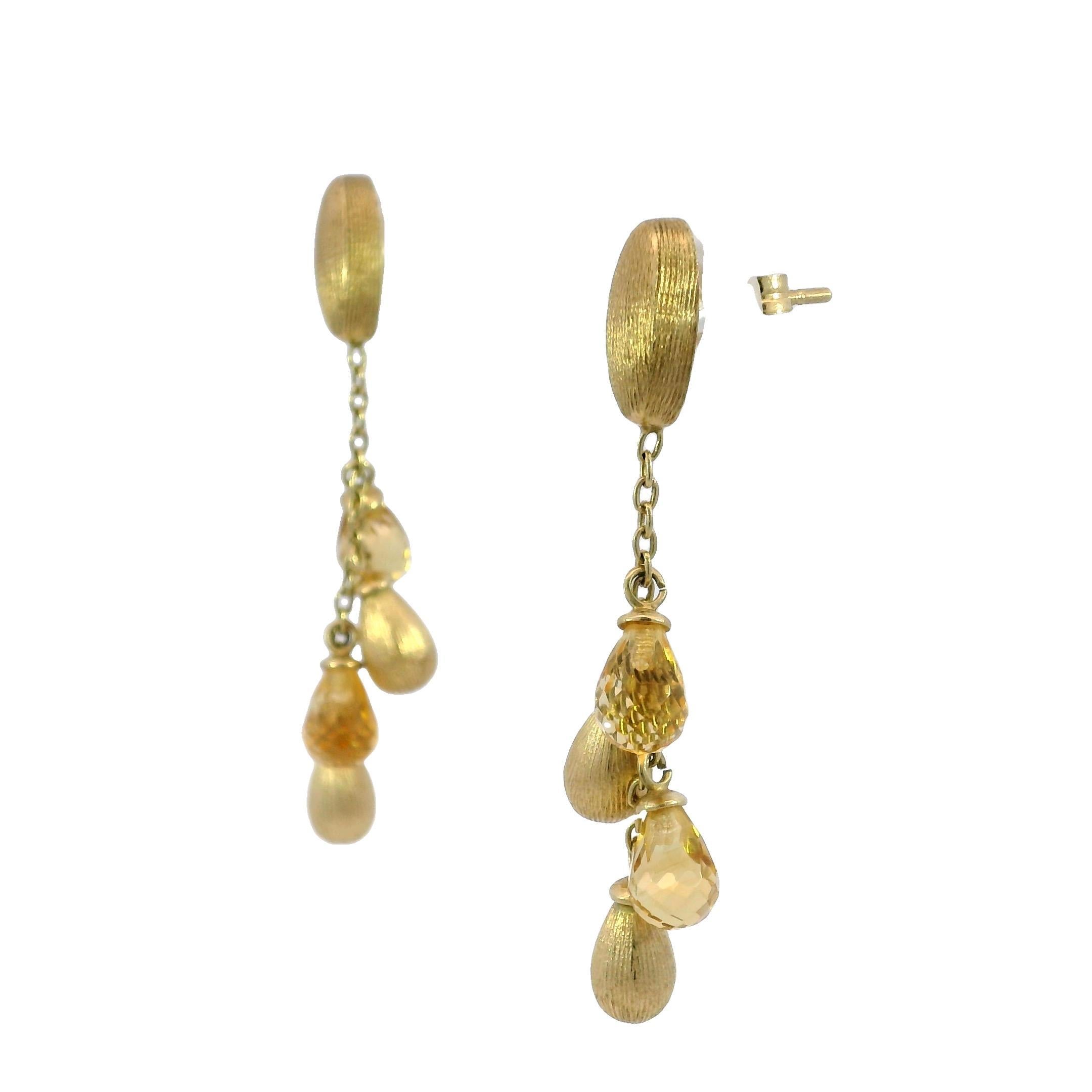Marco Bicego Orecchini a filo singolo in oro giallo 14k con citrino Siviglia in vendita 2