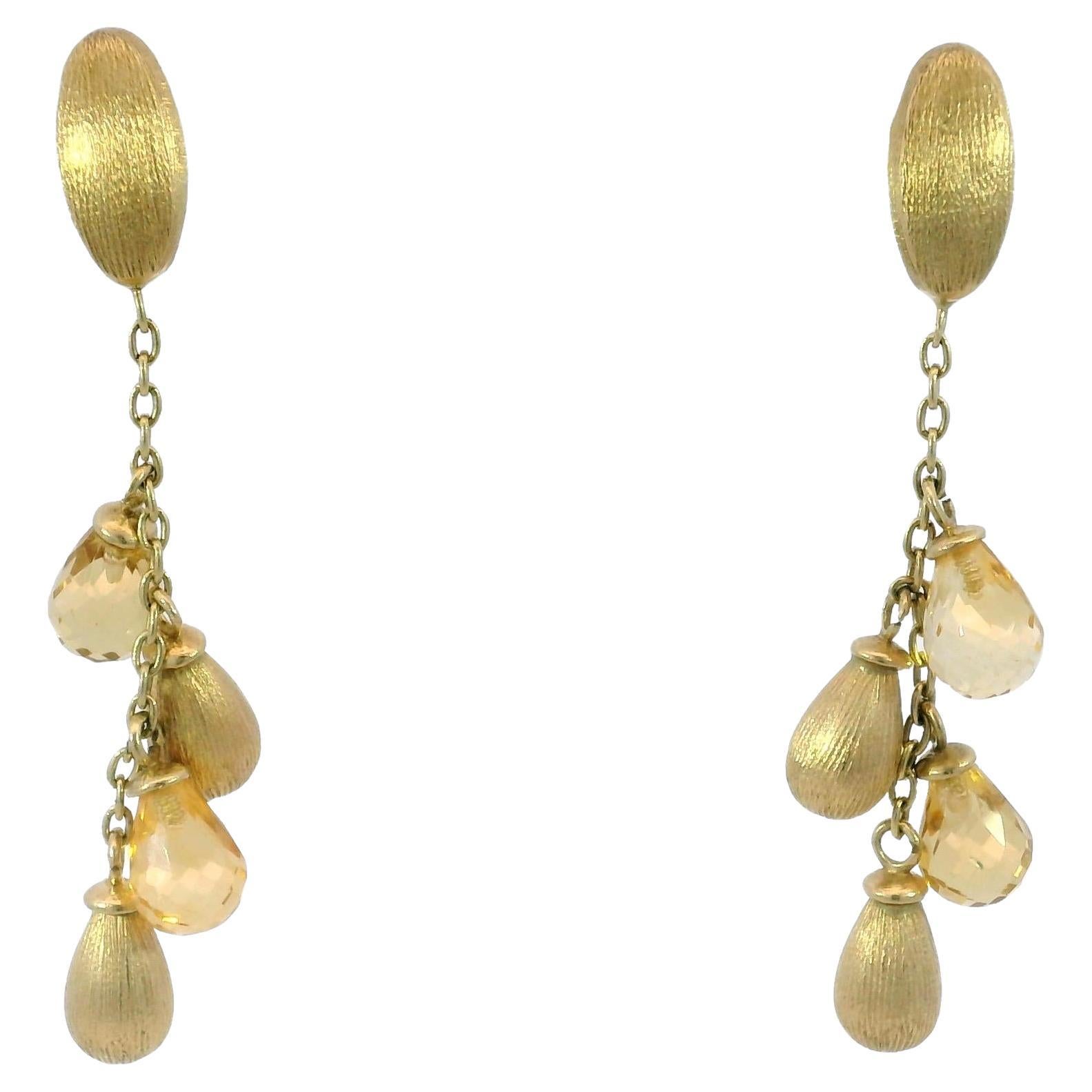 Marco Bicego Citrine Siviglia Single Strand Dangle Earrings 14k Yellow Gold