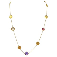 Marco Bicego Citrine Tourmaline Amethyst Multi-Gem 18 Karat Yellow Necklace