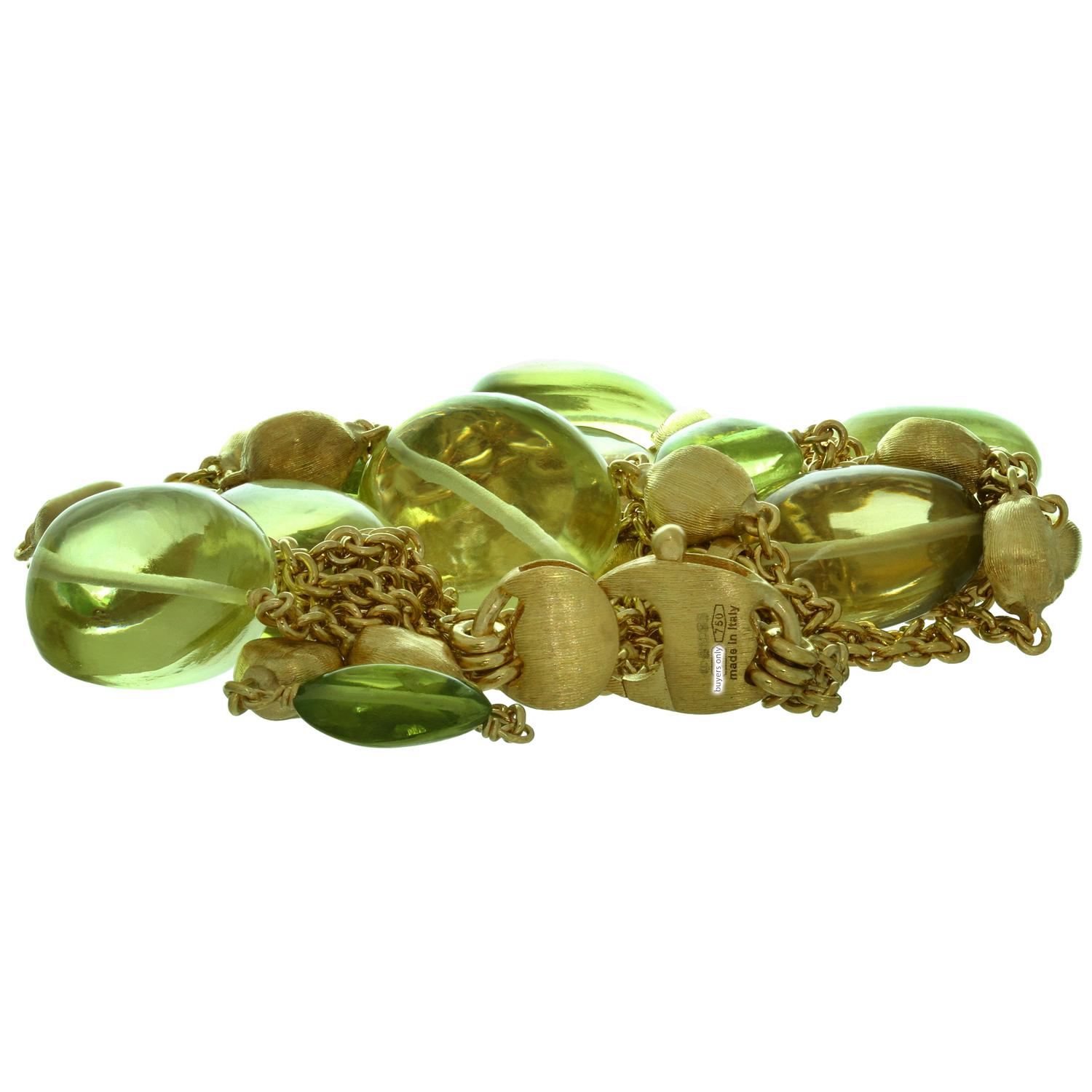 Marco Bicego Confetti Citrine Peridot Yellow Gold Multistrand Necklace In Good Condition In New York, NY