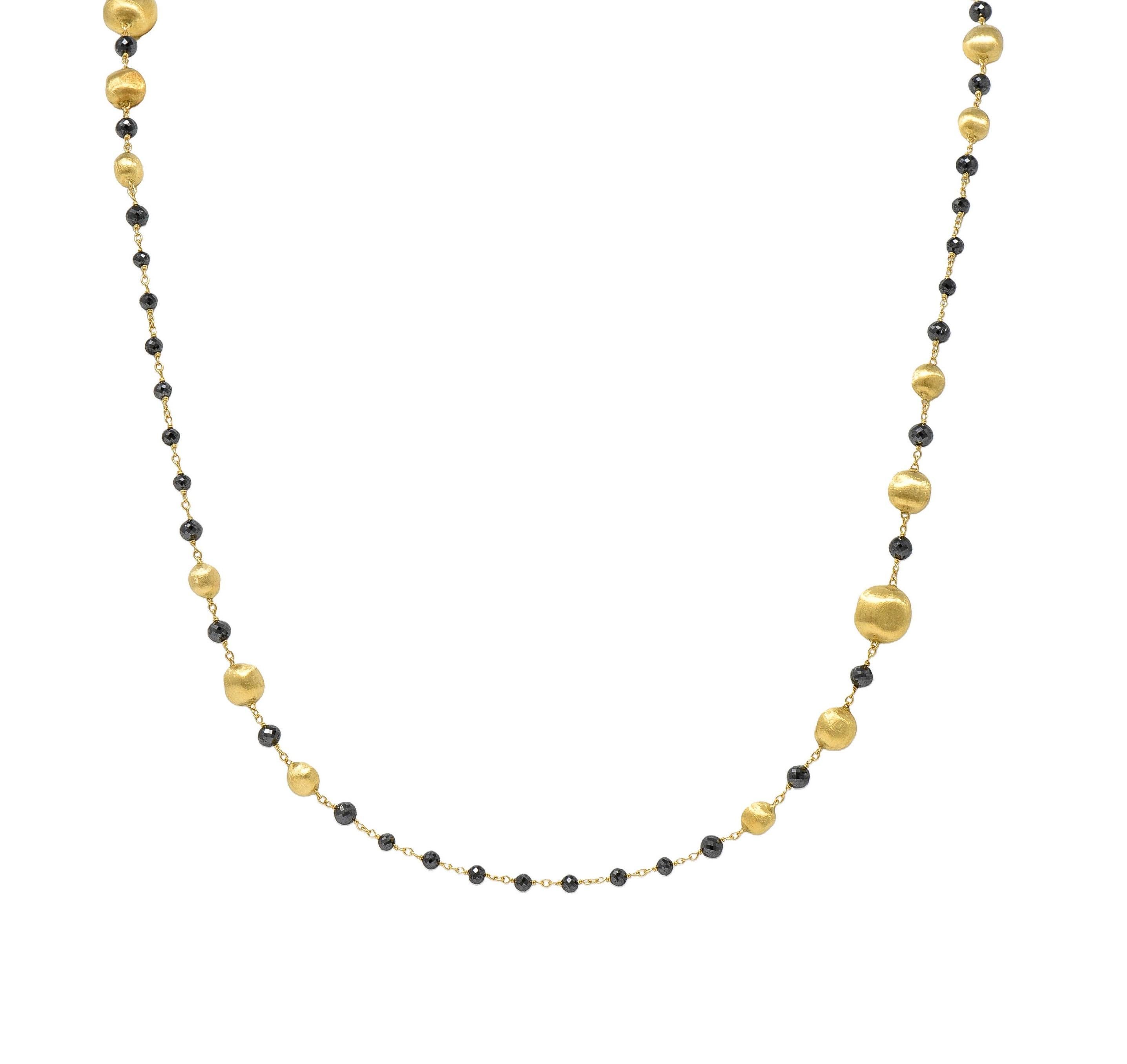 Marco Bicego Contemporary Faceted Black Diamond 18K Gold Bead Africa Necklace 5