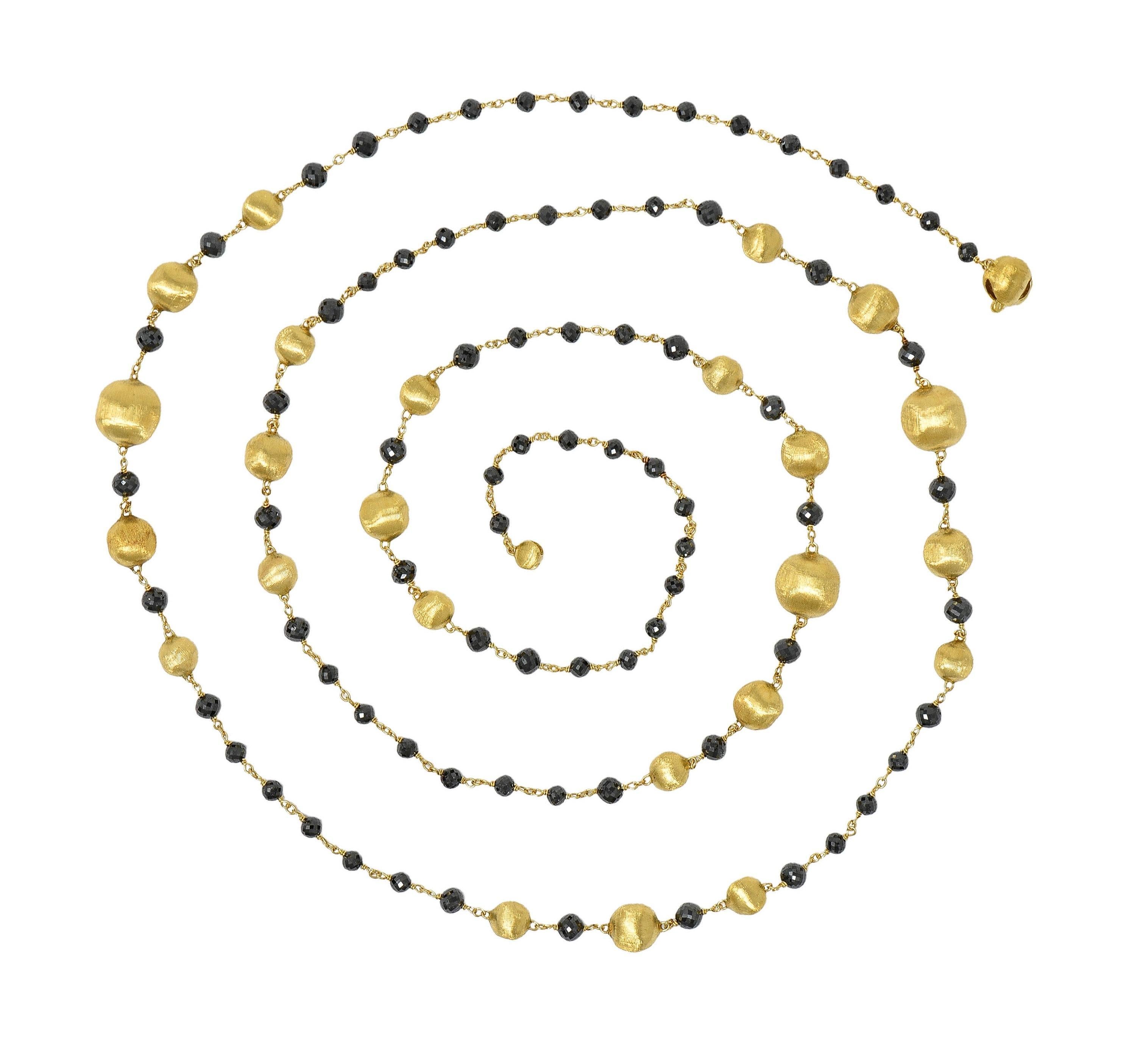 Round Cut Marco Bicego Contemporary Faceted Black Diamond 18K Gold Bead Africa Necklace
