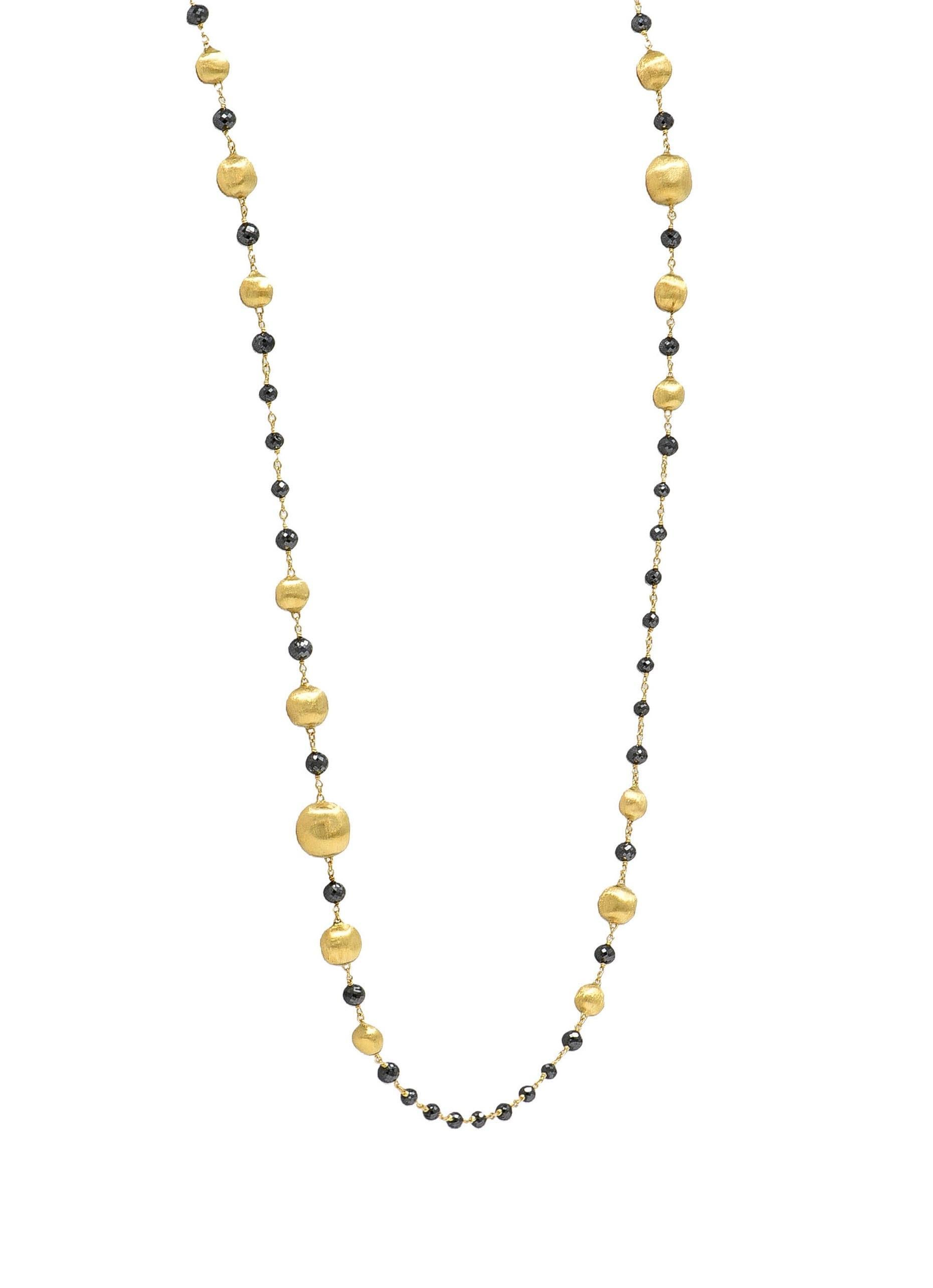 Women's or Men's Marco Bicego Contemporary Faceted Black Diamond 18K Gold Bead Africa Necklace
