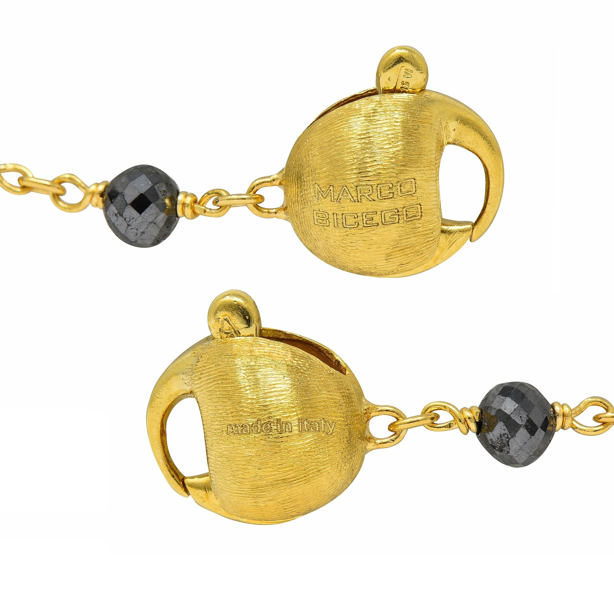Marco Bicego Contemporary Faceted Black Diamond 18K Gold Bead Africa Necklace 1