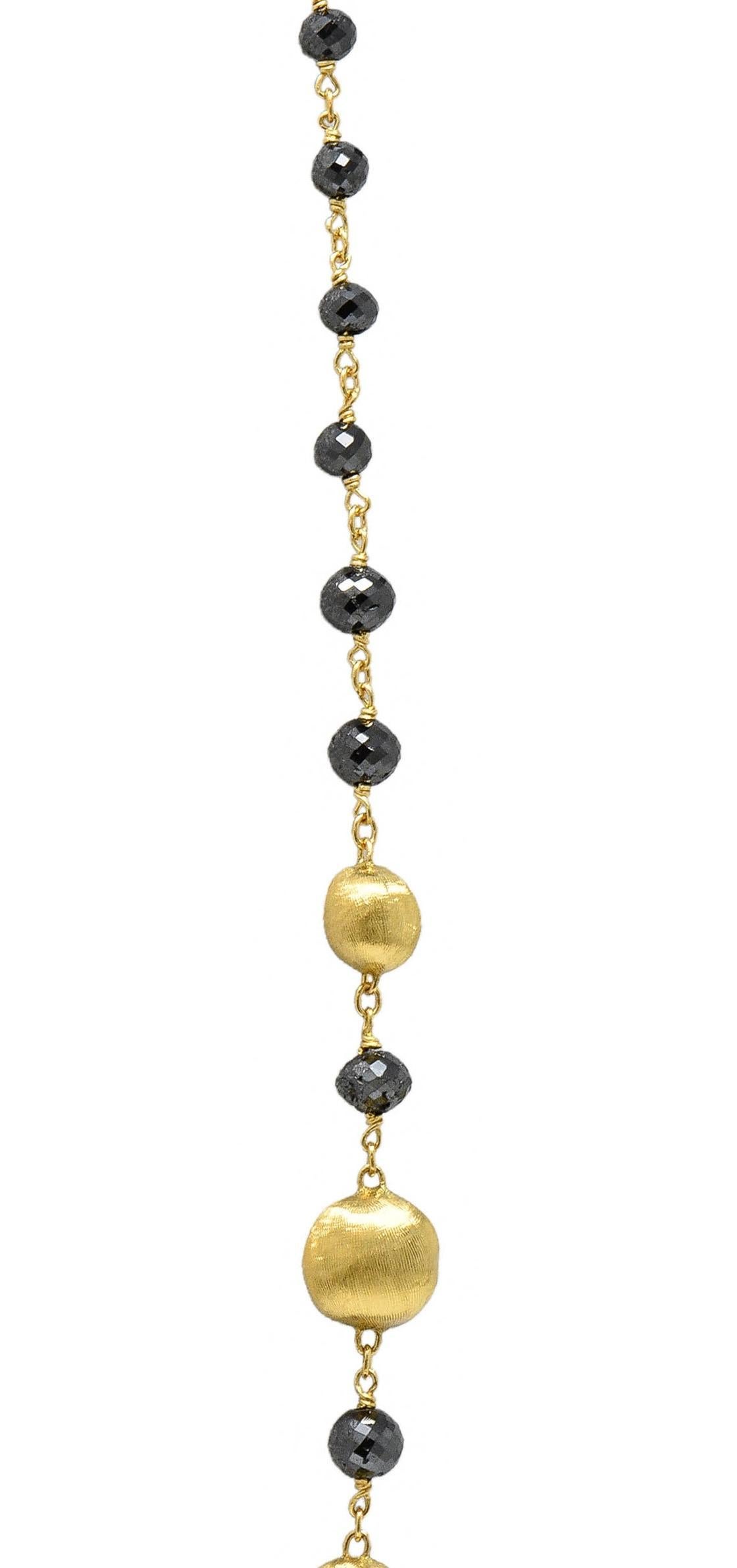 Marco Bicego Contemporary Faceted Black Diamond 18K Gold Bead Africa Necklace 2