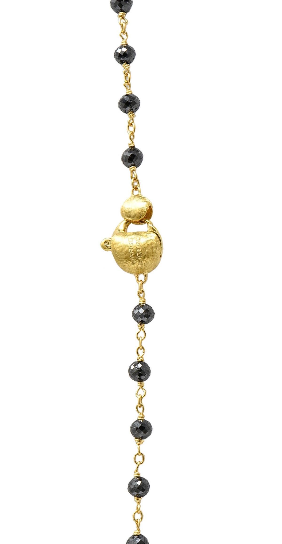 Marco Bicego Contemporary Faceted Black Diamond 18K Gold Bead Africa Necklace 3