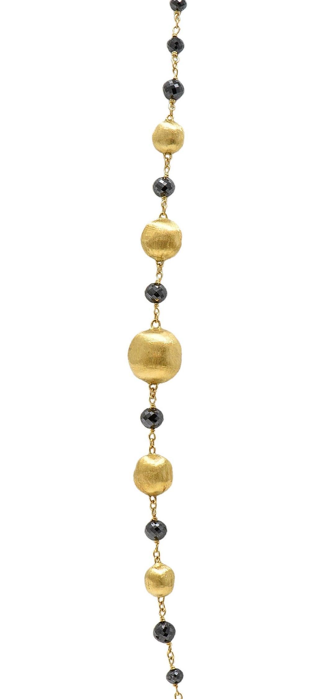 Marco Bicego Contemporary Faceted Black Diamond 18K Gold Bead Africa Necklace 4