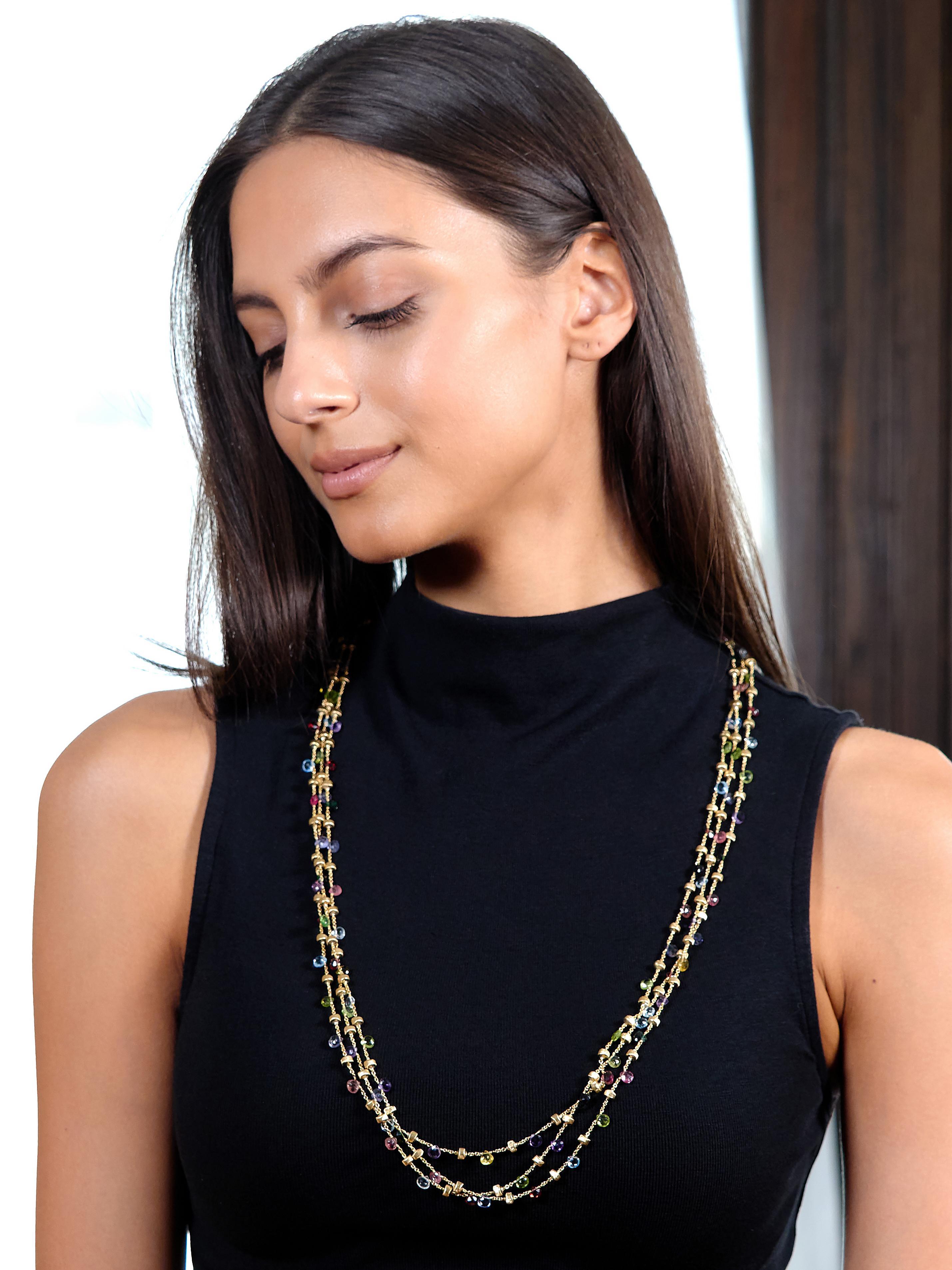 Marco Bicego Contemporary Multi-Gem 18K Gold Paradise Multi-Strand Necklace en vente 4