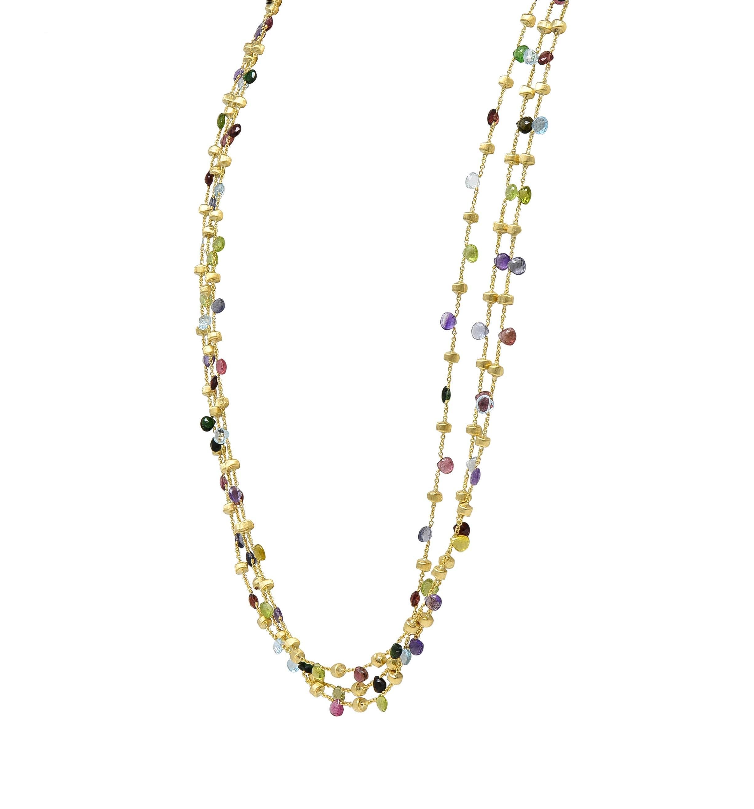 Taille mixte Marco Bicego Contemporary Multi-Gem 18K Gold Paradise Multi-Strand Necklace en vente