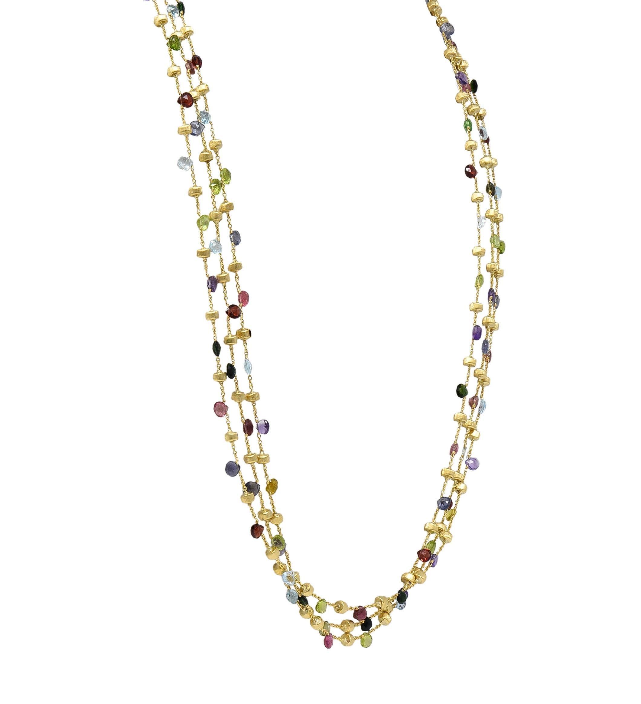 Marco Bicego Contemporary Multi-Gem 18K Gold Paradise Multi-Strand Necklace Excellent état - En vente à Philadelphia, PA