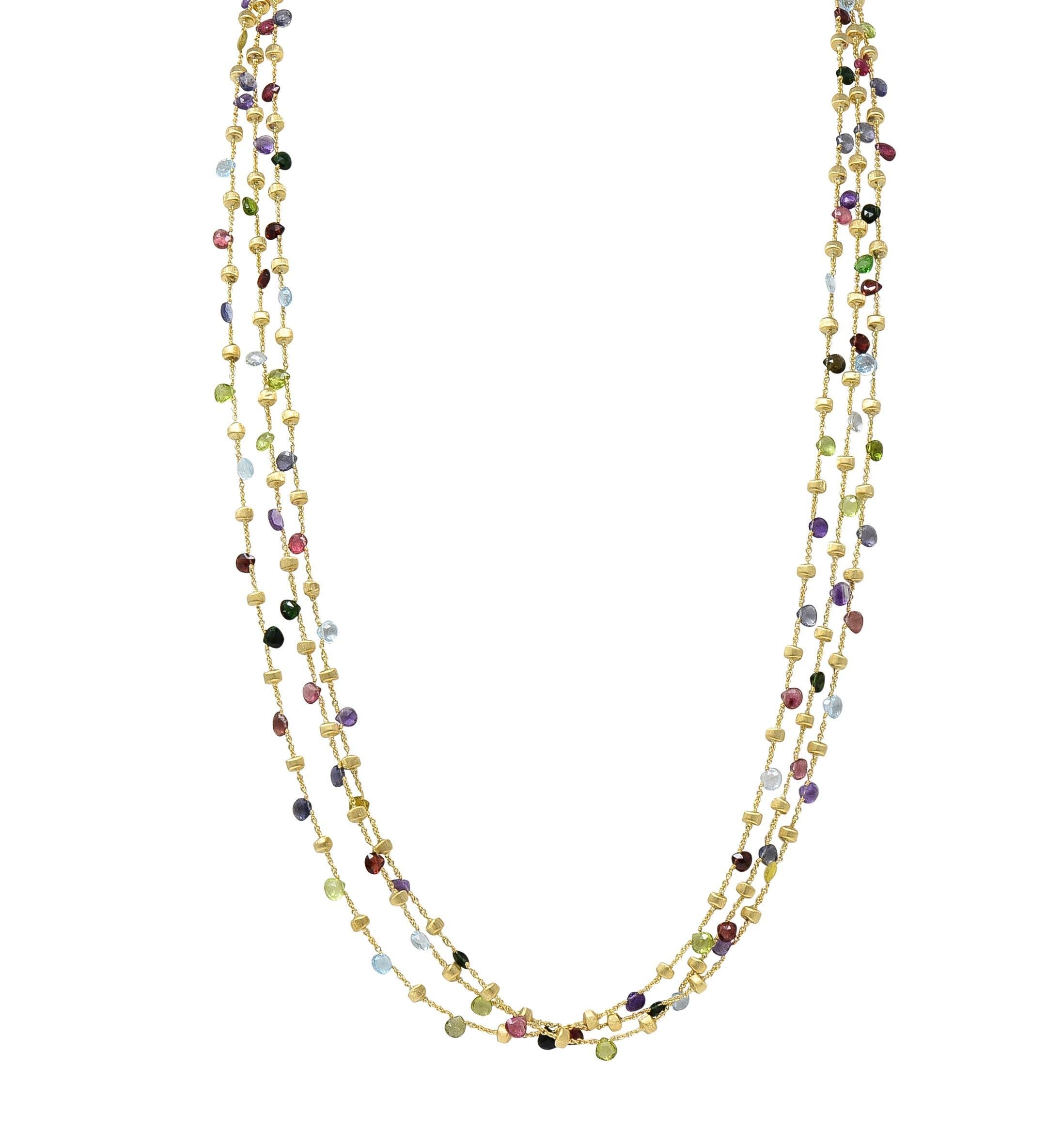 Marco Bicego Contemporary Multi-Gem 18K Gold Paradise Multi-Strand Necklace en vente