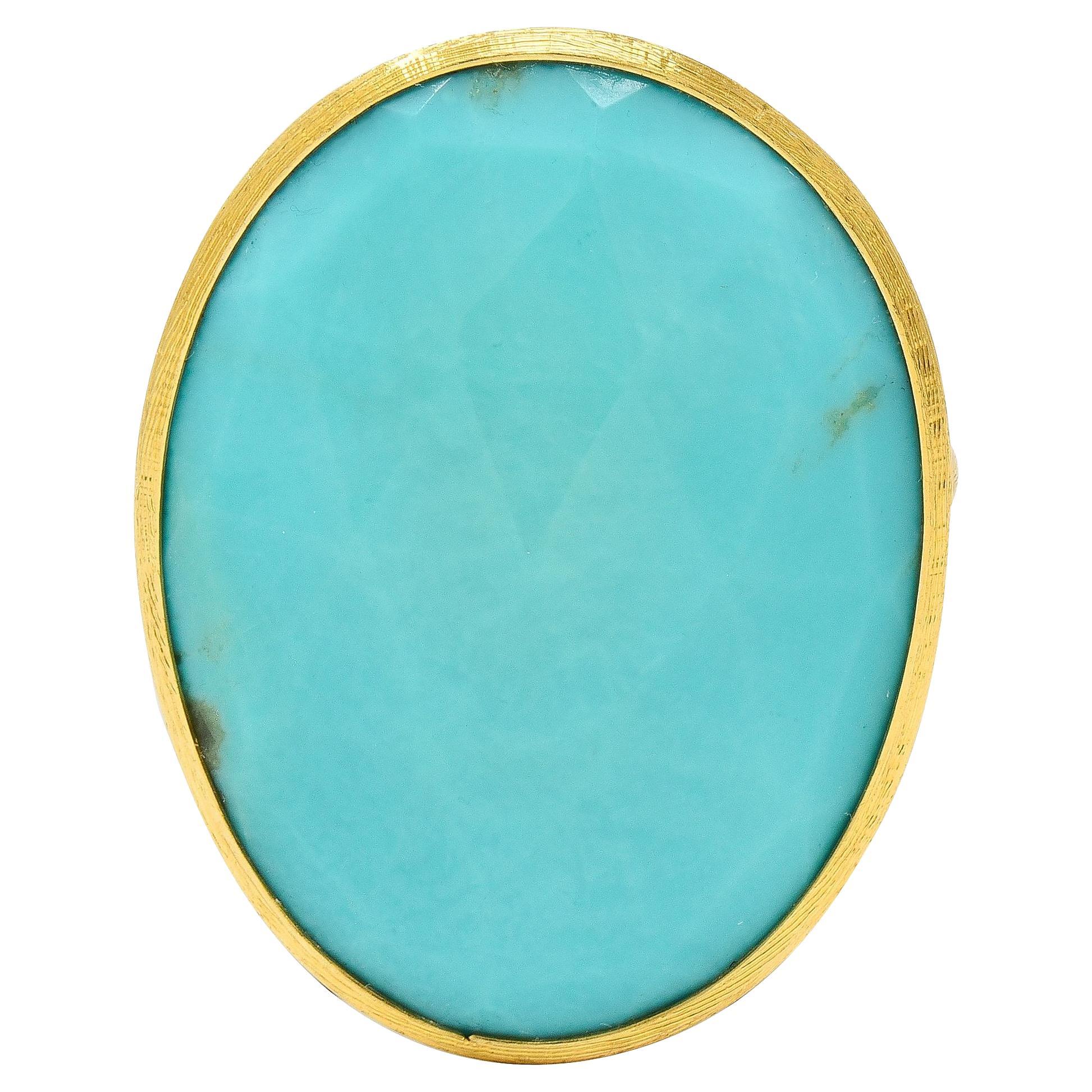 Marco Bicego Contemporary Turquoise 18 Karat Yellow Gold Lunaria Bezel Ring