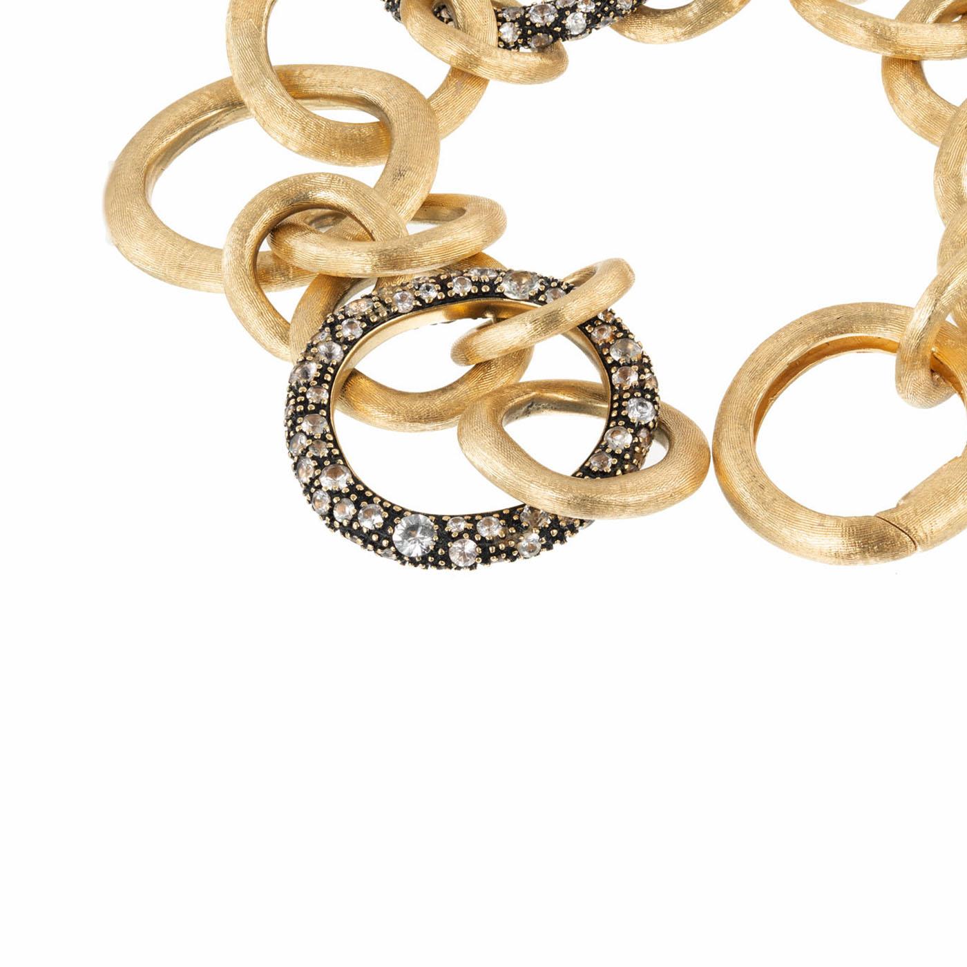 Round Cut Marco Bicego Crystal Link Yellow Gold Bracelet For Sale