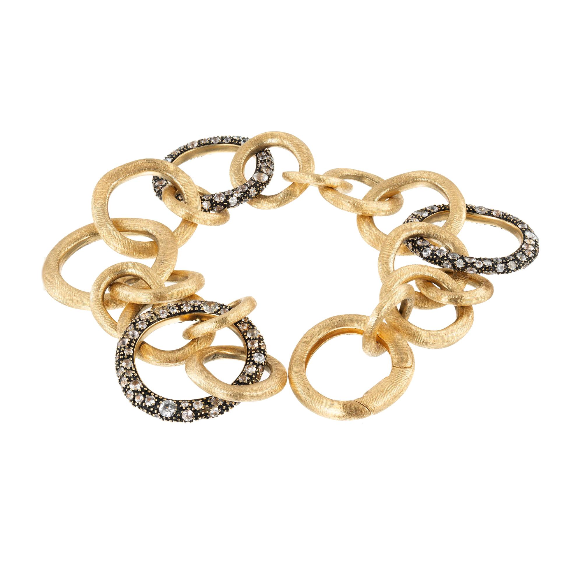 Marco Bicego Crystal Link Yellow Gold Bracelet For Sale