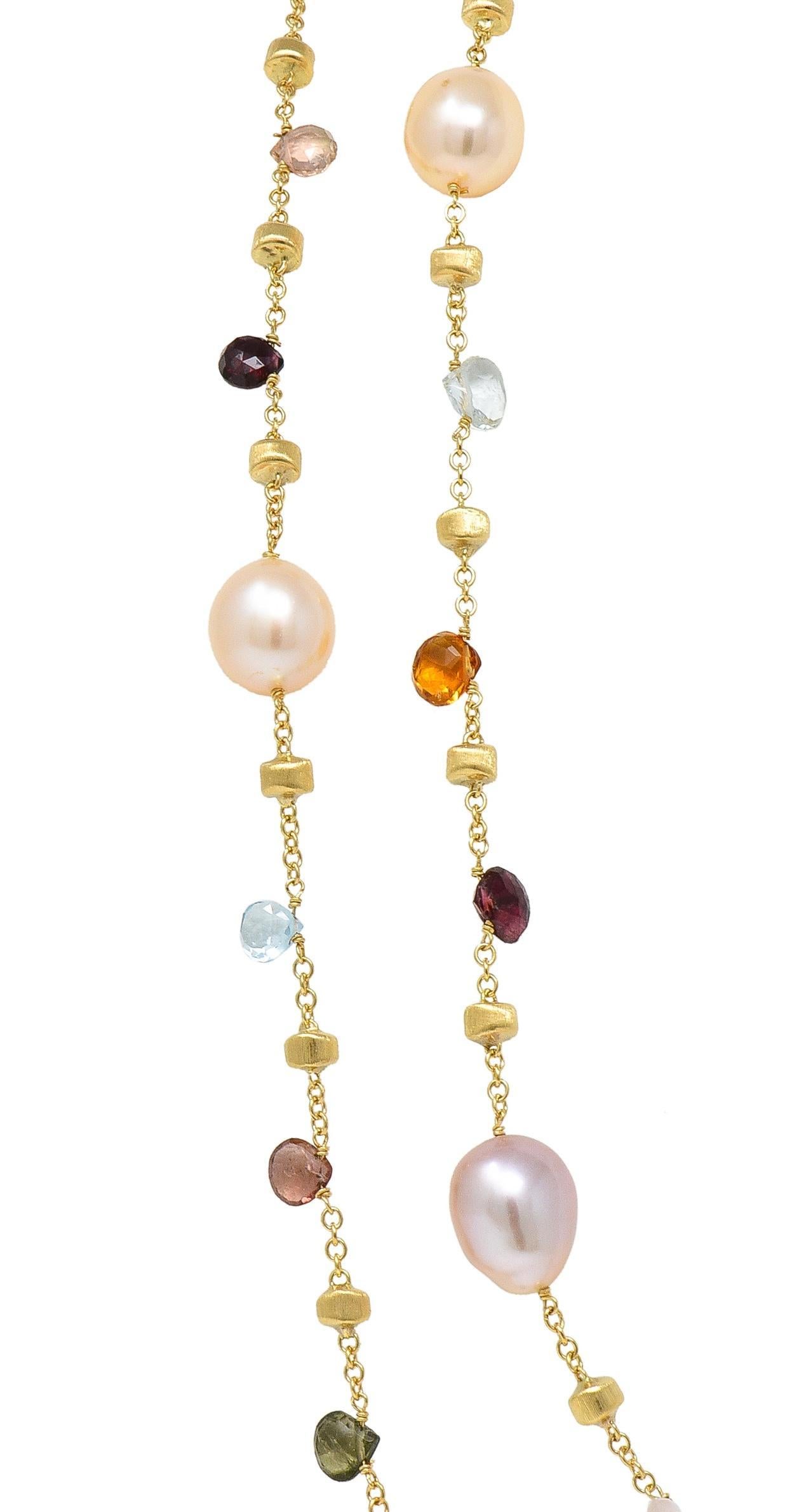 Marco Bicego Cultured Pearl Multi-Gem 18 Karat Yellow Gold Confetti Necklace For Sale 6
