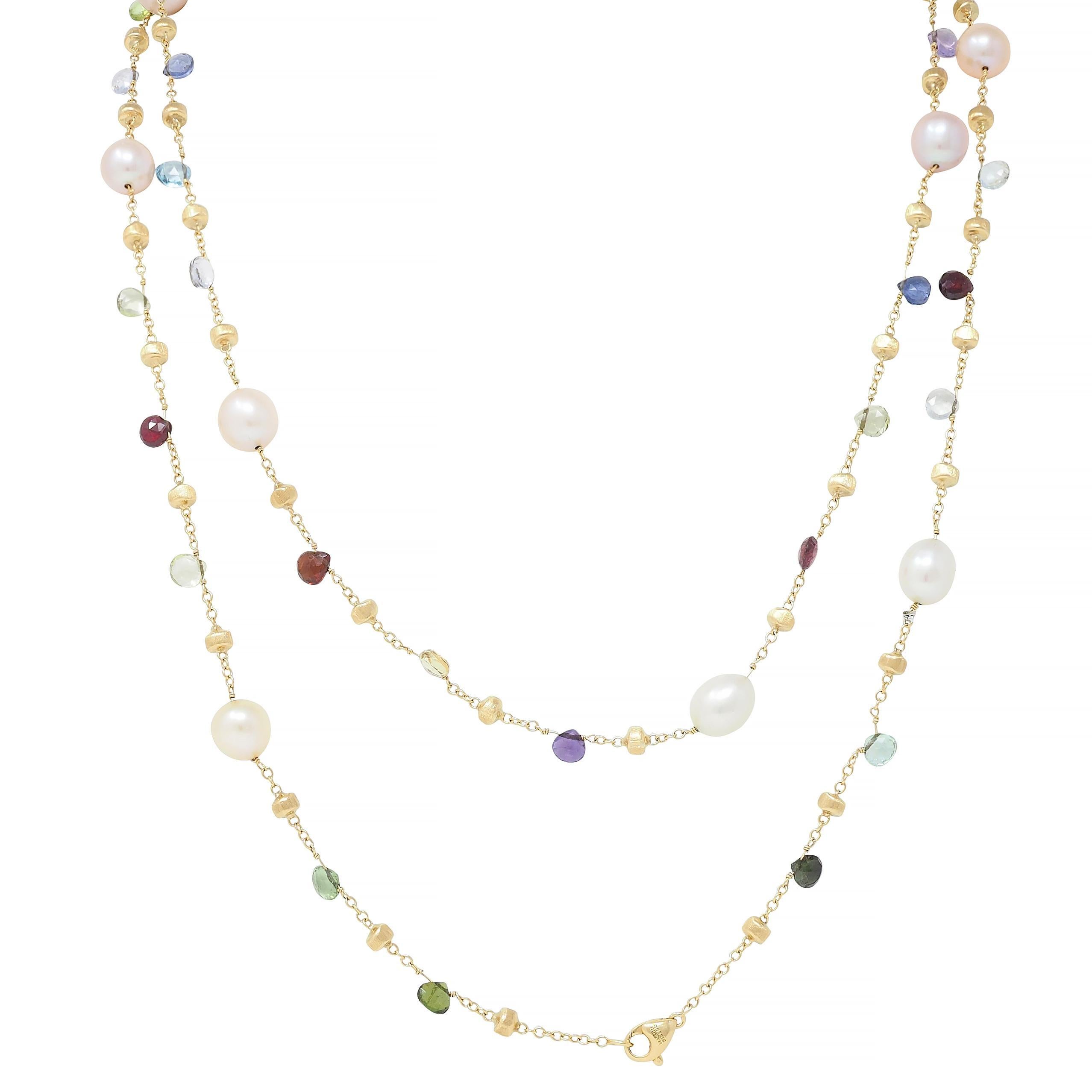 Women's or Men's Marco Bicego Cultured Pearl Multi-Gem 18 Karat Yellow Gold Confetti Necklace