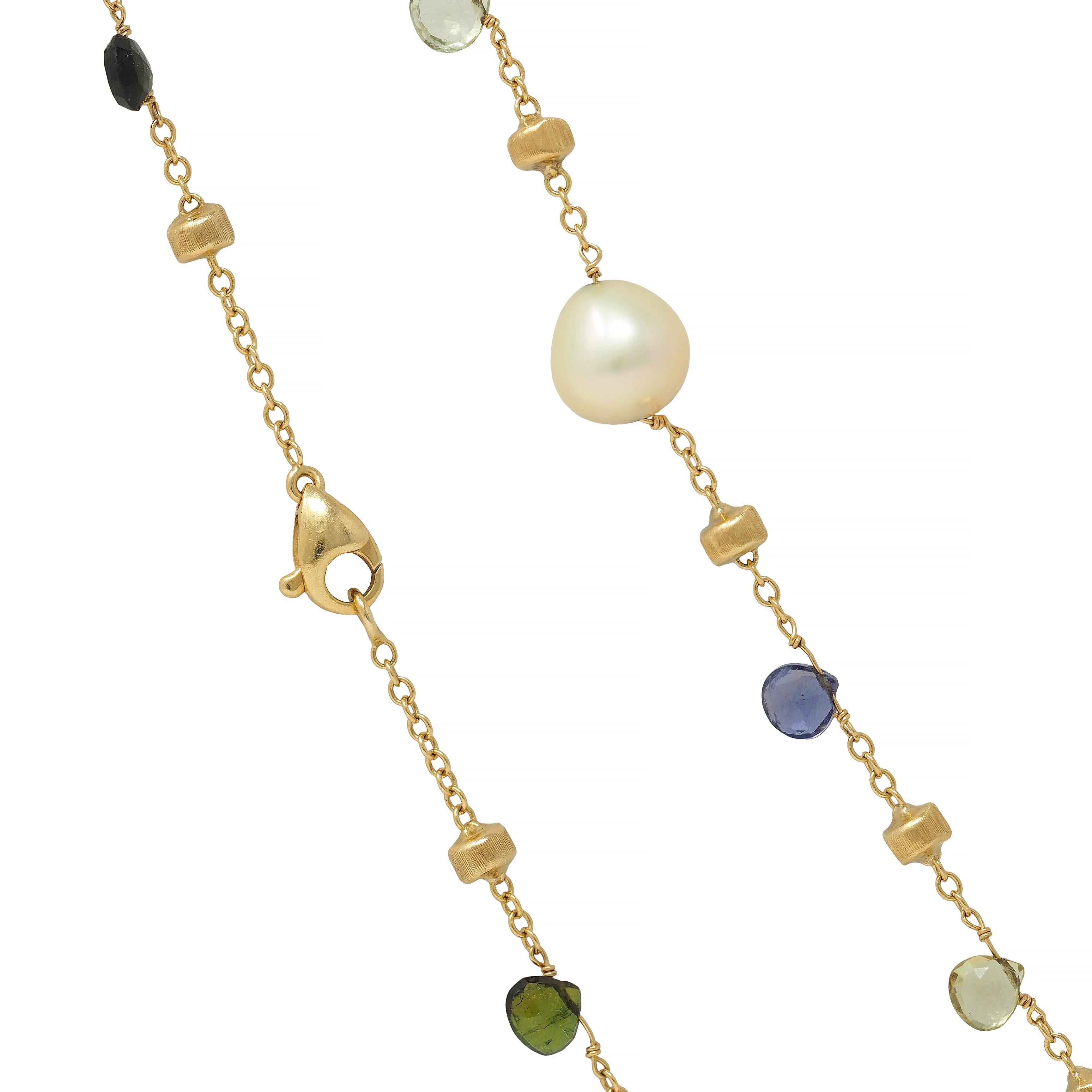 Marco Bicego Cultured Pearl Multi-Gem 18 Karat Yellow Gold Confetti Necklace 2