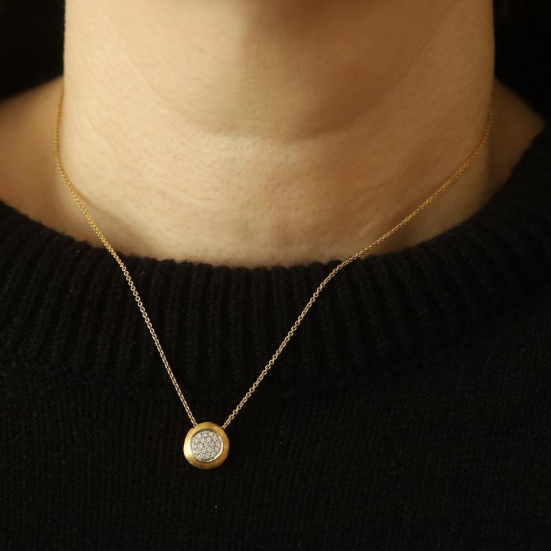 Marco Bicego Delicati Jaipur Diamond Pendant Necklace - Yellow Gold 18k .15ctw In Excellent Condition In Greensboro, NC