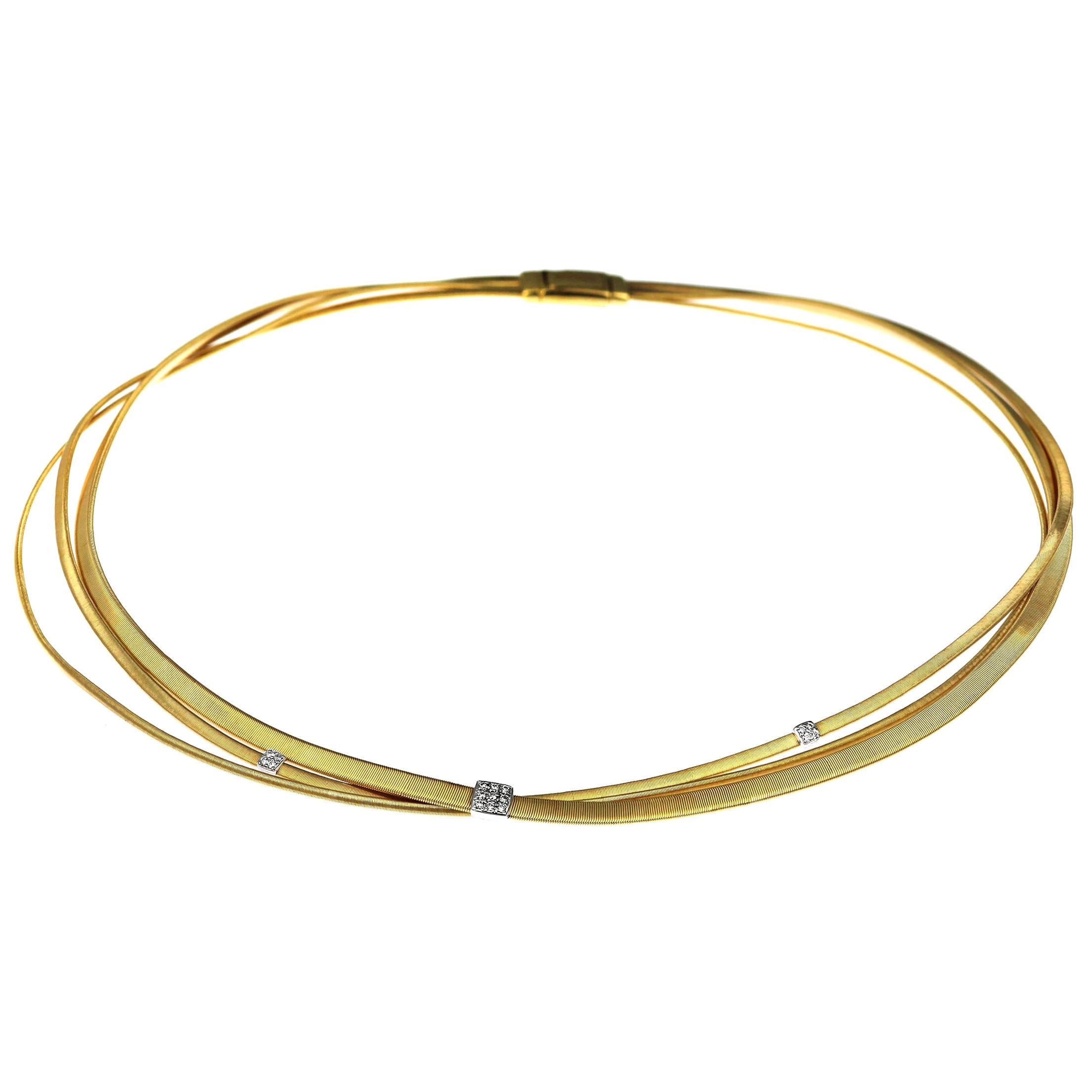 Marco Bicego, Designer, Masai, Dreistrang-Diamant-Halskette aus 18 Karat Gelbgold