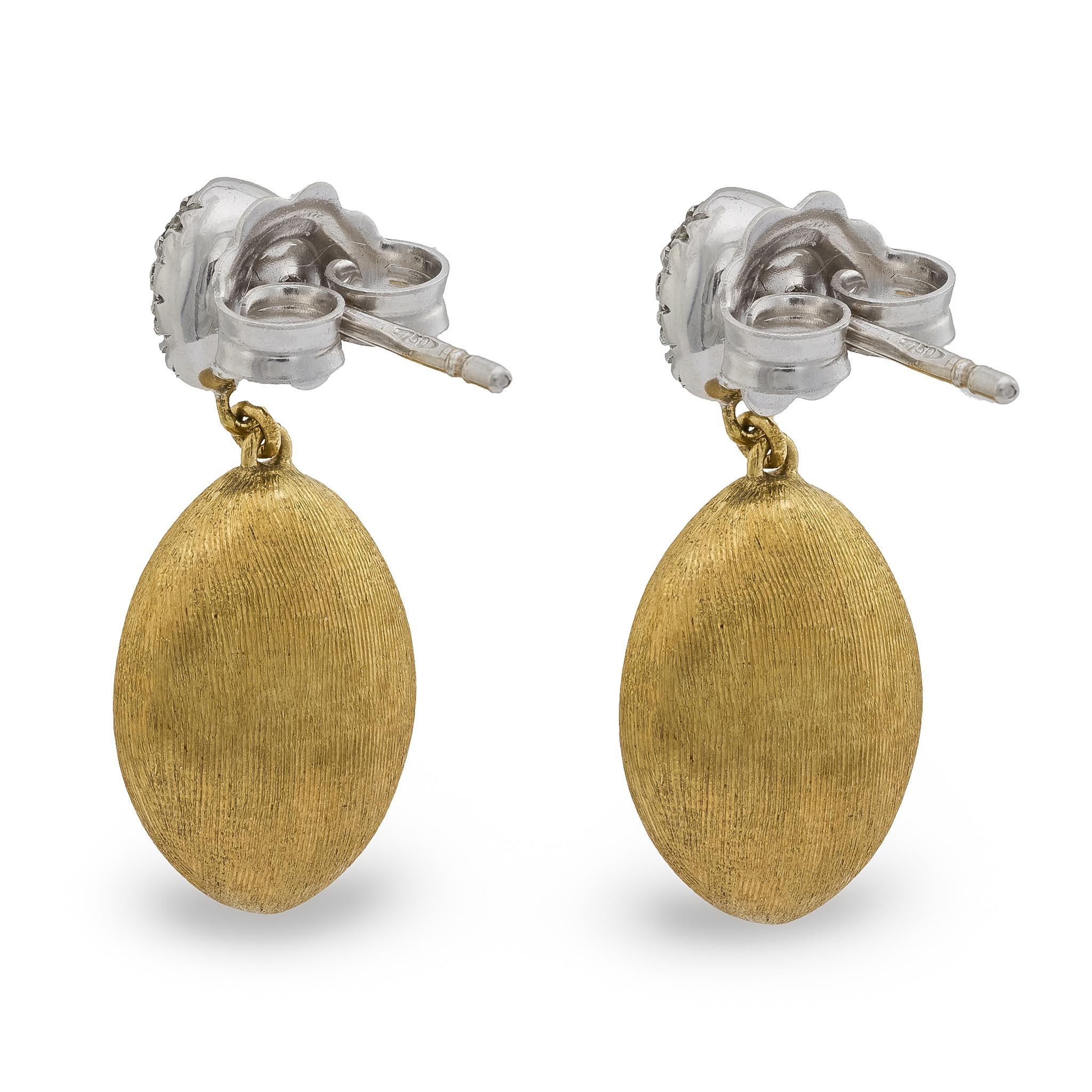 Marco Bicego diamond 18k yellow and white gold Siviglia earrings In Good Condition For Sale In Beverly Hills, CA