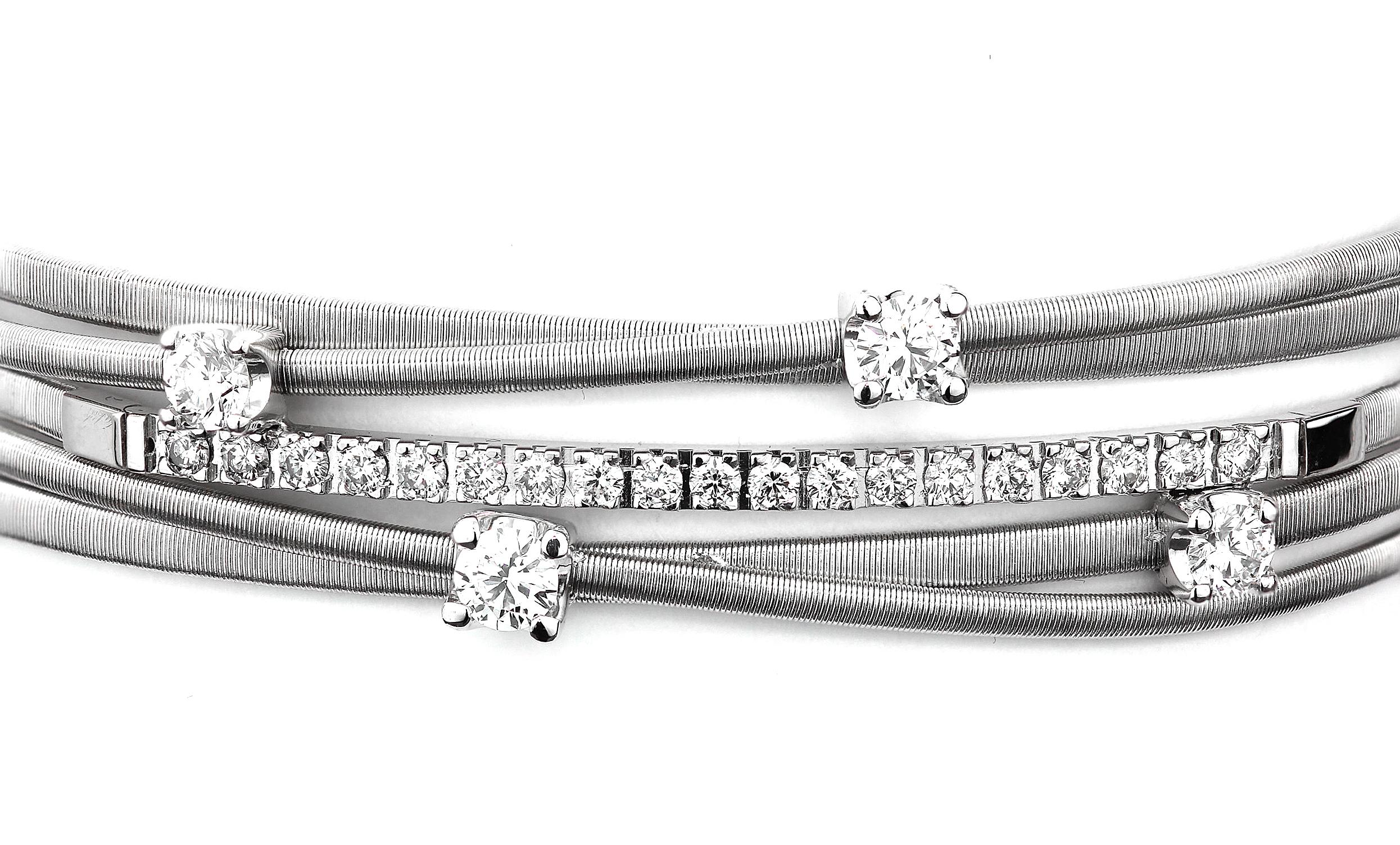 Marco Bicego Diamond Five-Row Bracelet in 18 Carat White Gold In Excellent Condition In London, GB