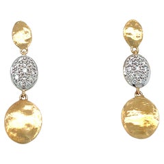 Marco Bicego Diamond Siviglia Earrings in 18K Yellow Gold with Pavé Diamonds