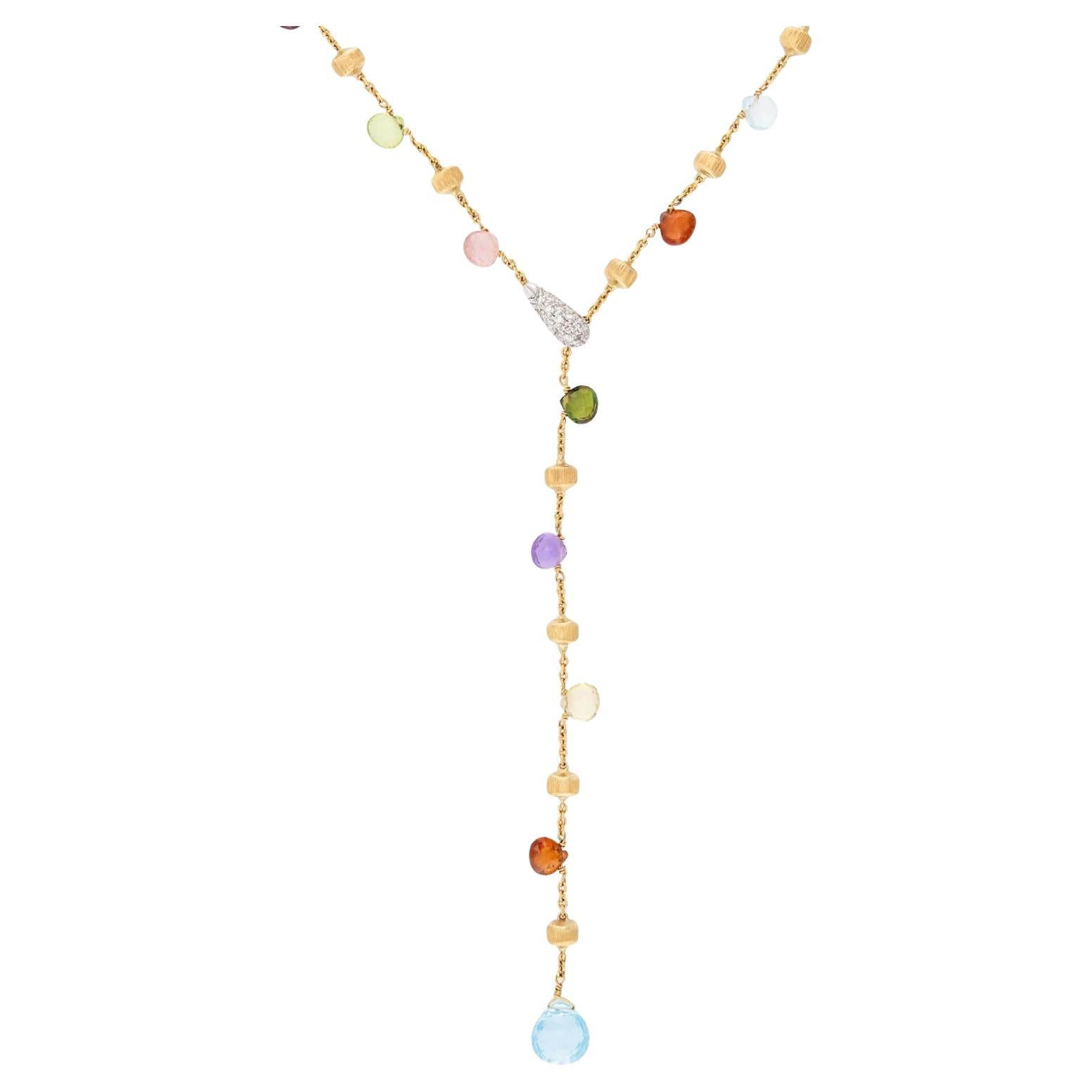 MARCO BICEGO Estate Italian 18k Multi-Stone Lariat Necklace For Sale