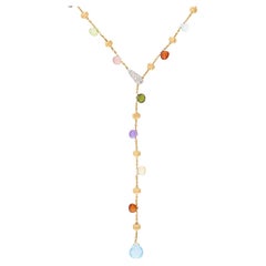 MARCO BICEGO Estate Italian 18k Multi-Stone Lariat Necklace MARCO BICEGO Estate Italian 18k Multi-Stone Lariat Necklace