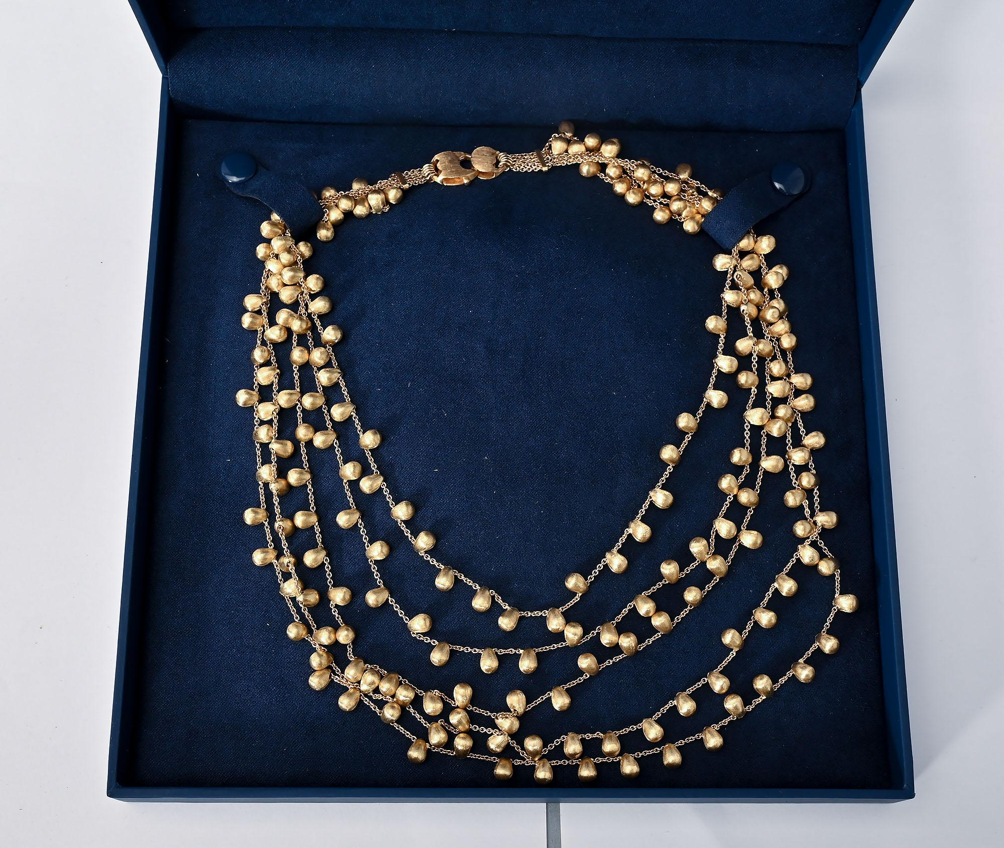 Marco Bicego Fünfstrangige Goldperlenkette mit Perlen im Zustand „Hervorragend“ im Angebot in Darnestown, MD