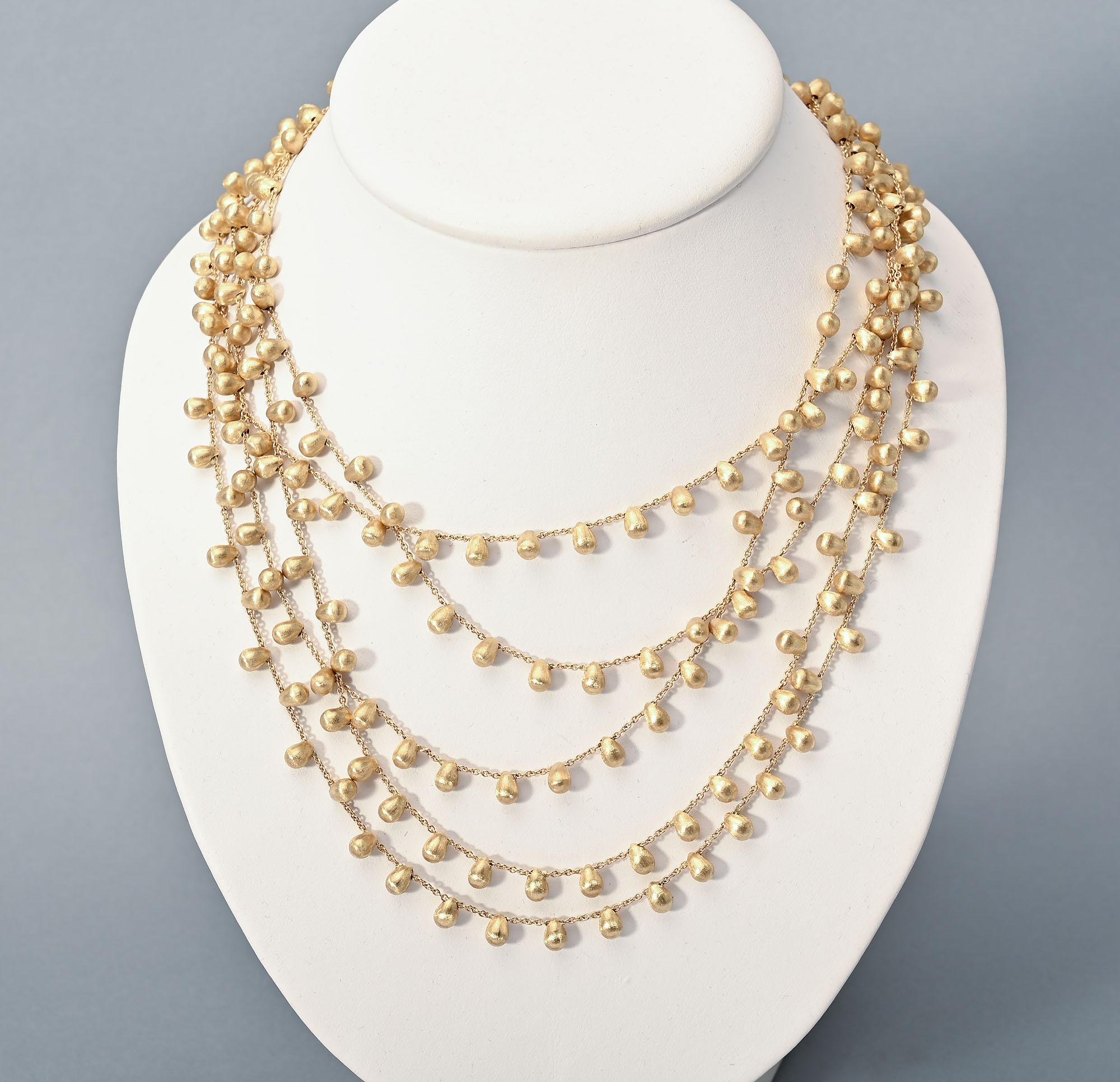 Contemporary Marco Bicego Five Strand Gold Bead Necklace For Sale