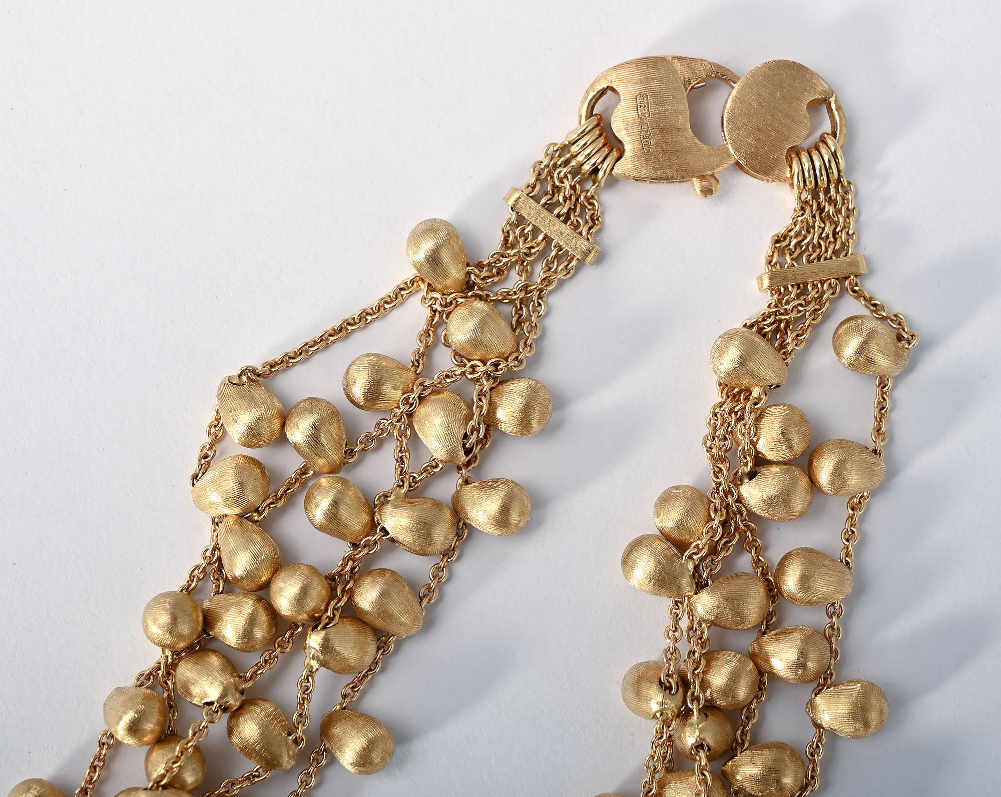 Marco Bicego Five Strand Gold Bead Necklace In Excellent Condition For Sale In Darnestown, MD