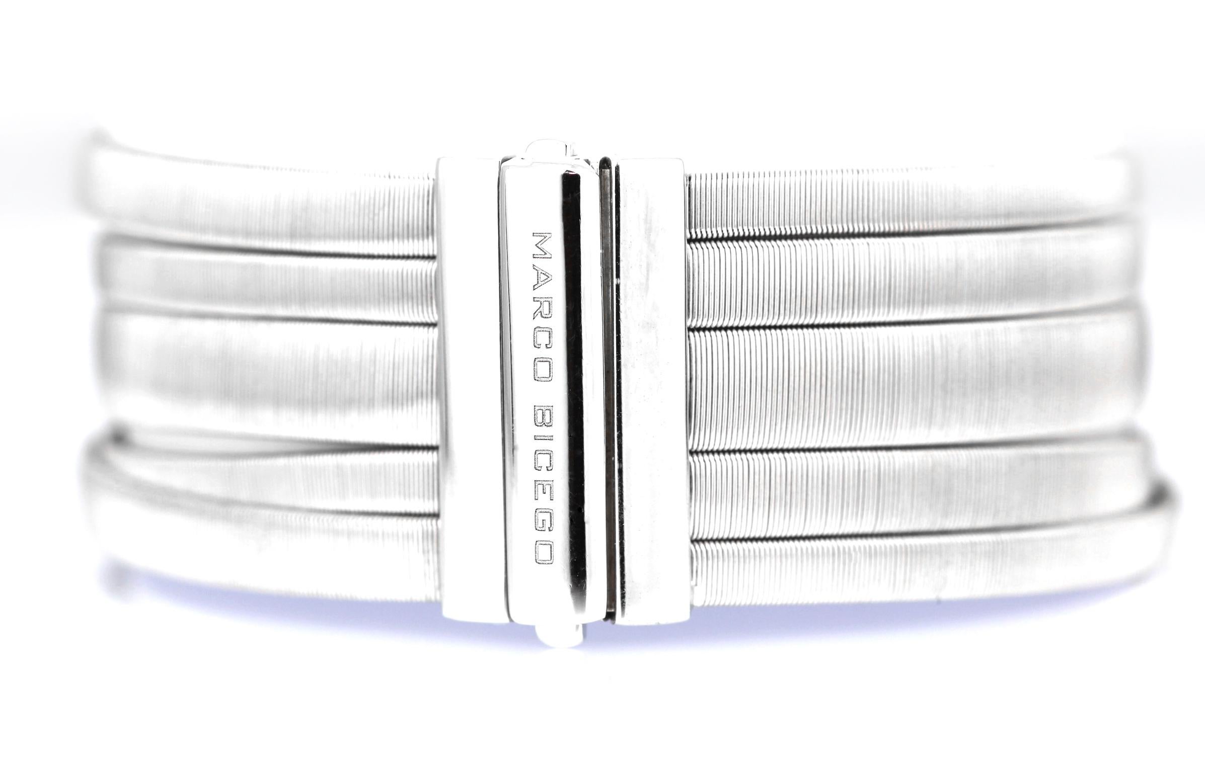 Marco Bicego Five-Strand Maisai Bracelet with Diamonds in 18 Carat White Gold In Excellent Condition In London, GB
