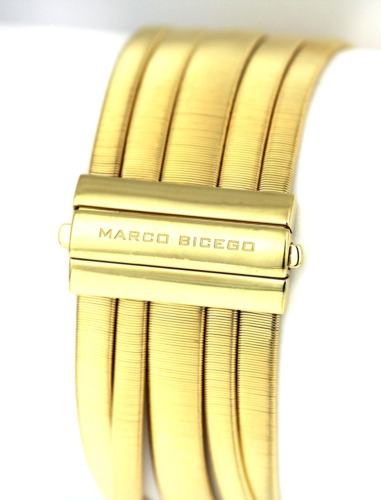 Marco Bicego Five-Strand Maisai Bracelet with Diamonds in Yellow and White Gold In Excellent Condition In London, GB