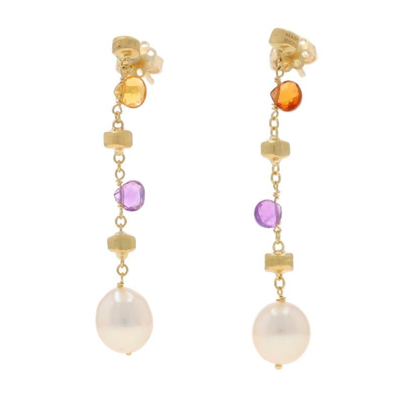 Marco Bicego Süßwasserperle Citrin Amethyst Ohrringe Gelbgold 18k im Zustand „Hervorragend“ im Angebot in Greensboro, NC