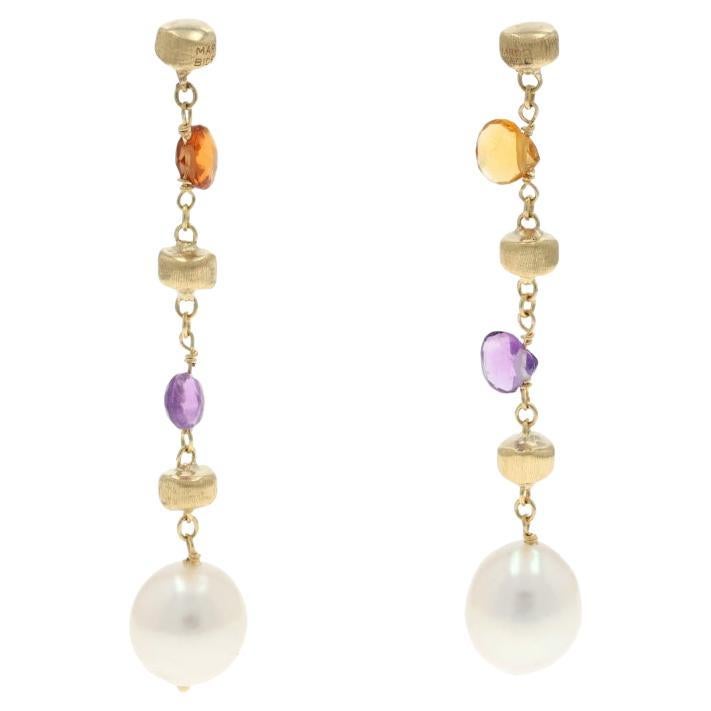 Marco Bicego Süßwasserperle Citrin Amethyst Ohrringe Gelbgold 18k im Angebot