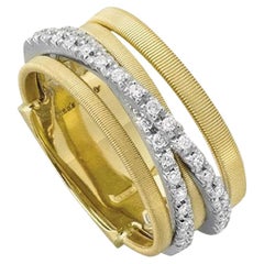 Marco Bicego Goa 18 Karat Yellow Gold Five Strand Diamond and Pavé Ring AG315B