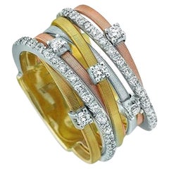 Marco Bicego Goa 18 Karat Yellow, Rose, and White Gold Diamond Ring AG277B