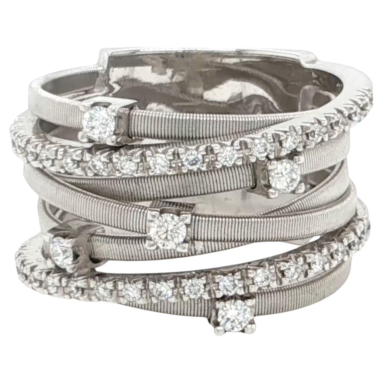 Marco Bicego GOA 18k Weißgold 7 Row Diamond Band Ring Größe 7