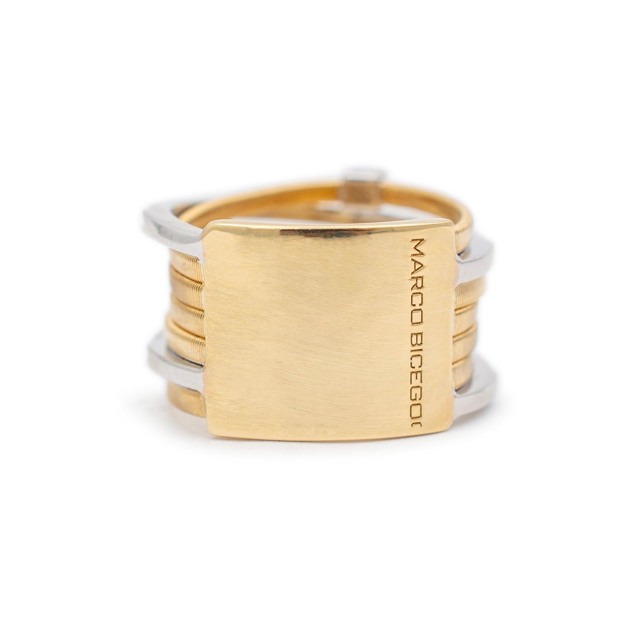 Women's Marco Bicego GOA 18K Yellow & White Gold 7 Strand Diamond Cocktail Ring